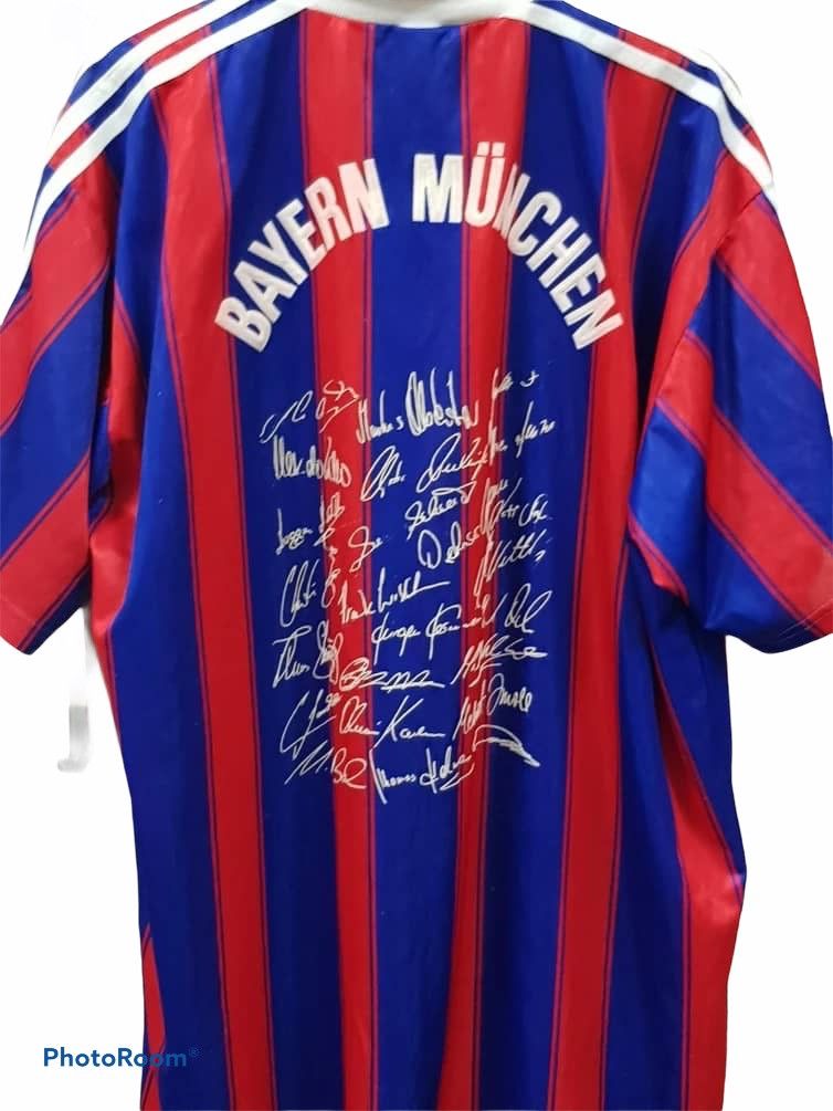 image of Adidas x Soccer Jersey Vintage 98-99 Home Buyern Munich Jersey in Red Blue, Men's (Size XL)