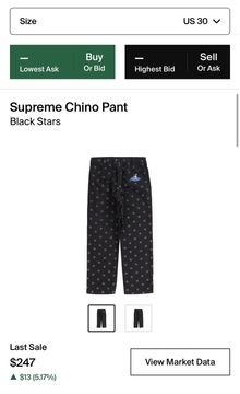 激安売り Supreme pin up chino pant black star - パンツ