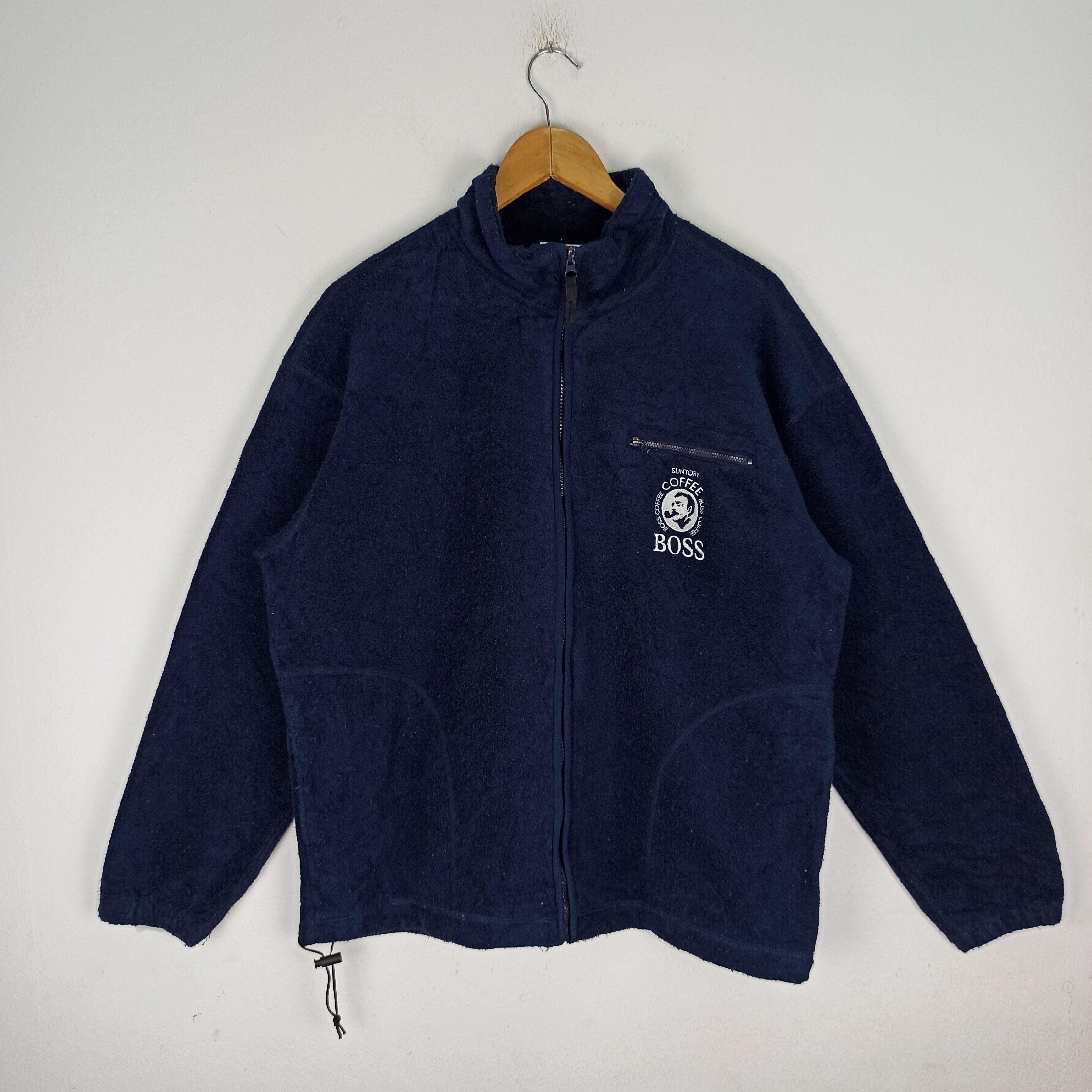 Japanese Brand Vintage BOSS Suntory Coffee Fleece Full Zipper Size US XL / EU 56 / 4 - 1 Thumbnail