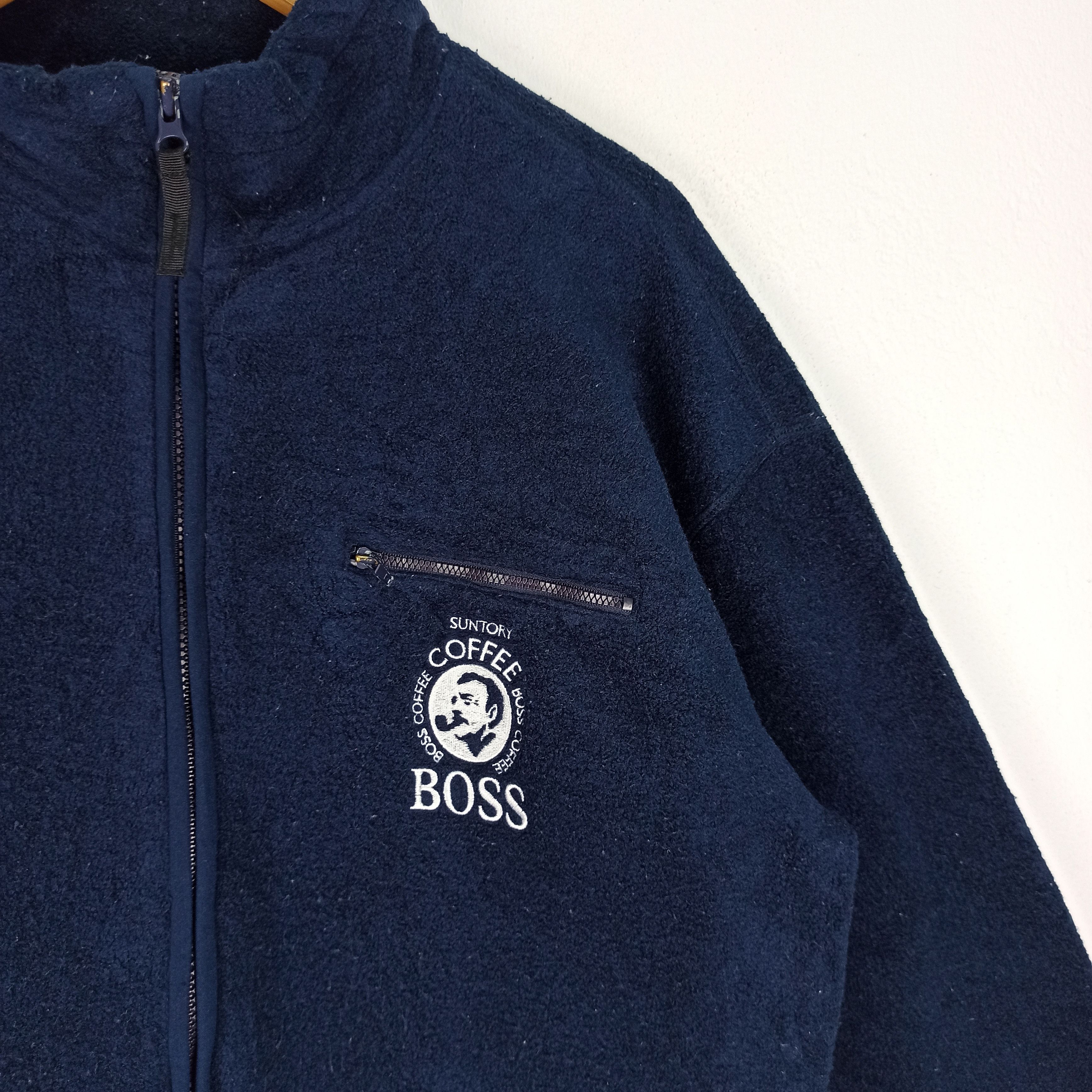 Japanese Brand Vintage BOSS Suntory Coffee Fleece Full Zipper Size US XL / EU 56 / 4 - 2 Thumbnail