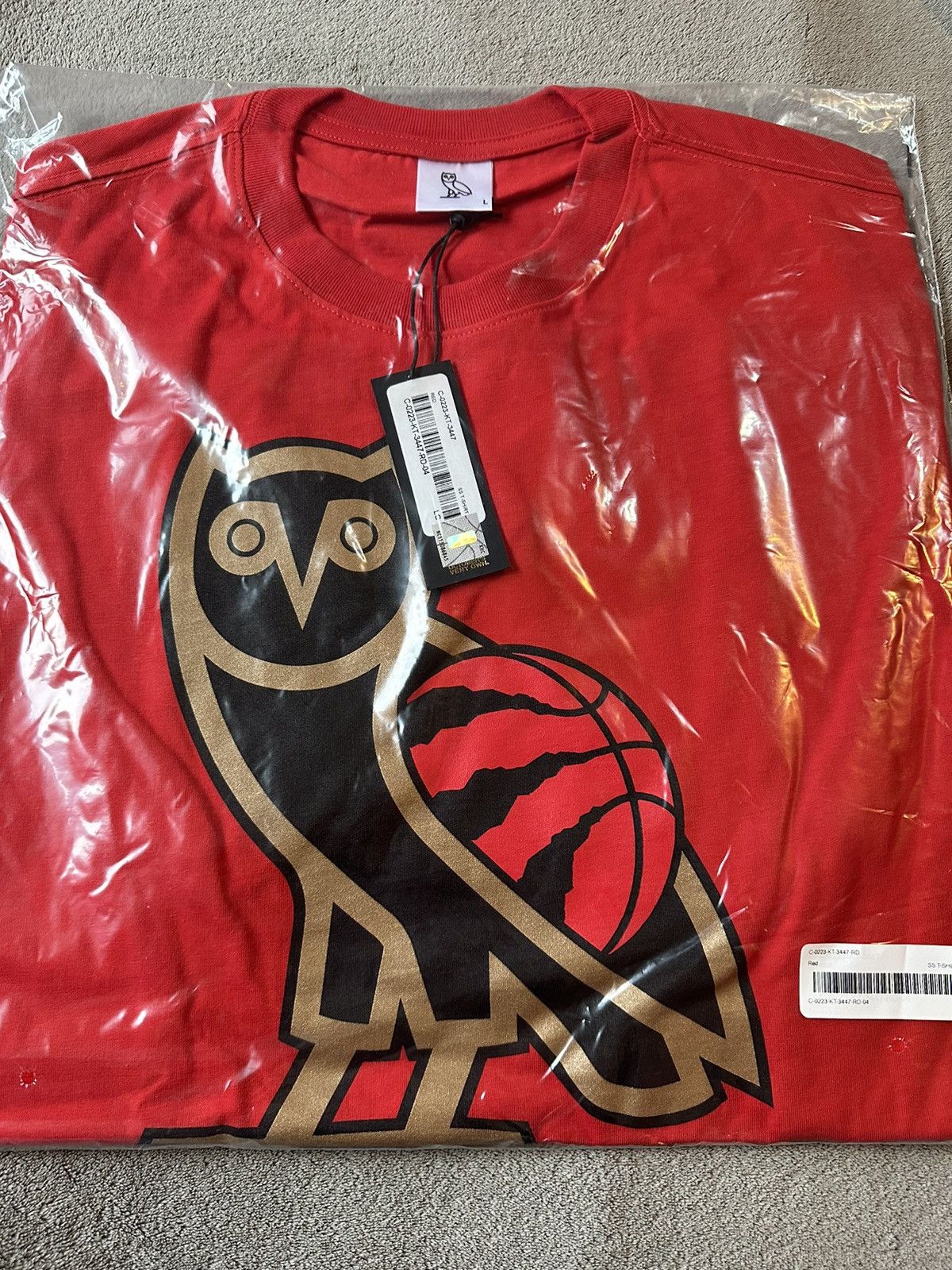 Image of Ovo X Nba Toronto Raptors OG Owl T-Shirt New With Tags in Red, Men's (Size Large)