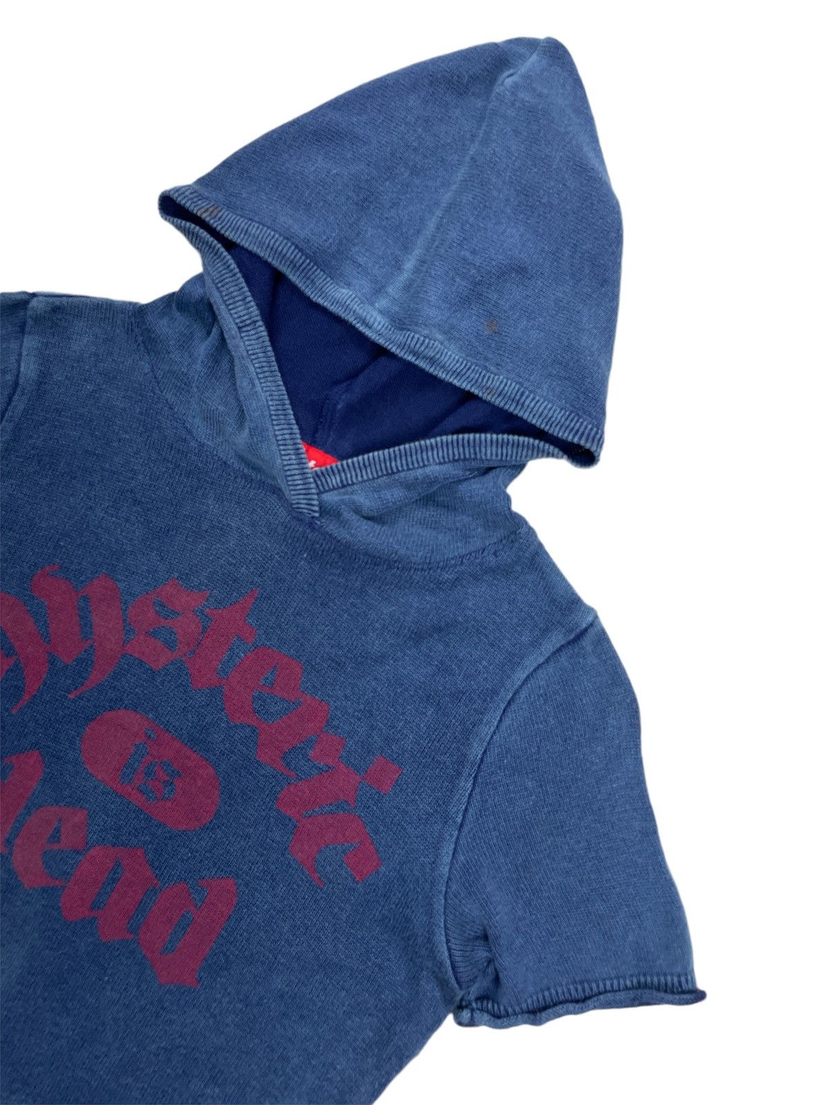 Hysteric Glamour 🇯🇵 Hysteric is Dead 🇯🇵 Indigo Blue Dyed Cropped Top Hoodie Size M / US 6-8 / IT 42-44 - 2 Thumbnail