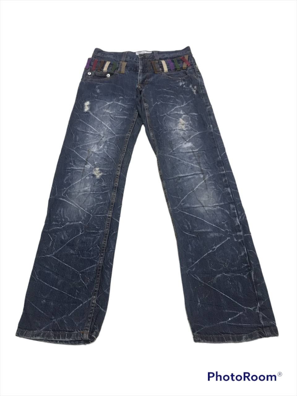 Japanese Brand SICK🔥DOUBLE WAIST DISTRESSED DENIM PANTS Size US 30 / EU 46 - 6 Thumbnail