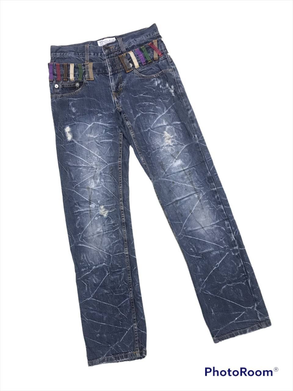 Japanese Brand SICK🔥DOUBLE WAIST DISTRESSED DENIM PANTS Size US 30 / EU 46 - 4 Thumbnail