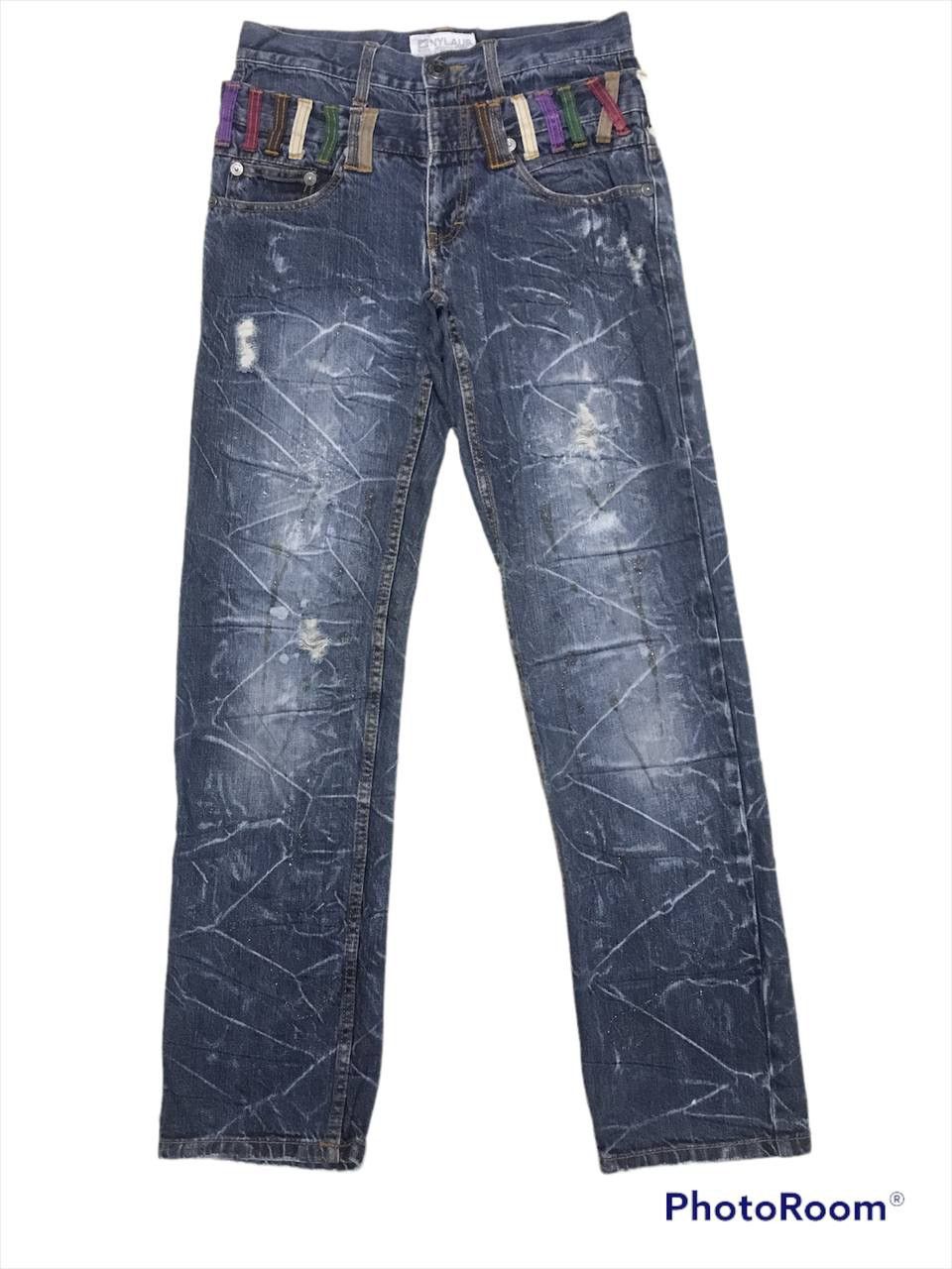 Japanese Brand SICK🔥DOUBLE WAIST DISTRESSED DENIM PANTS Size US 30 / EU 46 - 2 Thumbnail