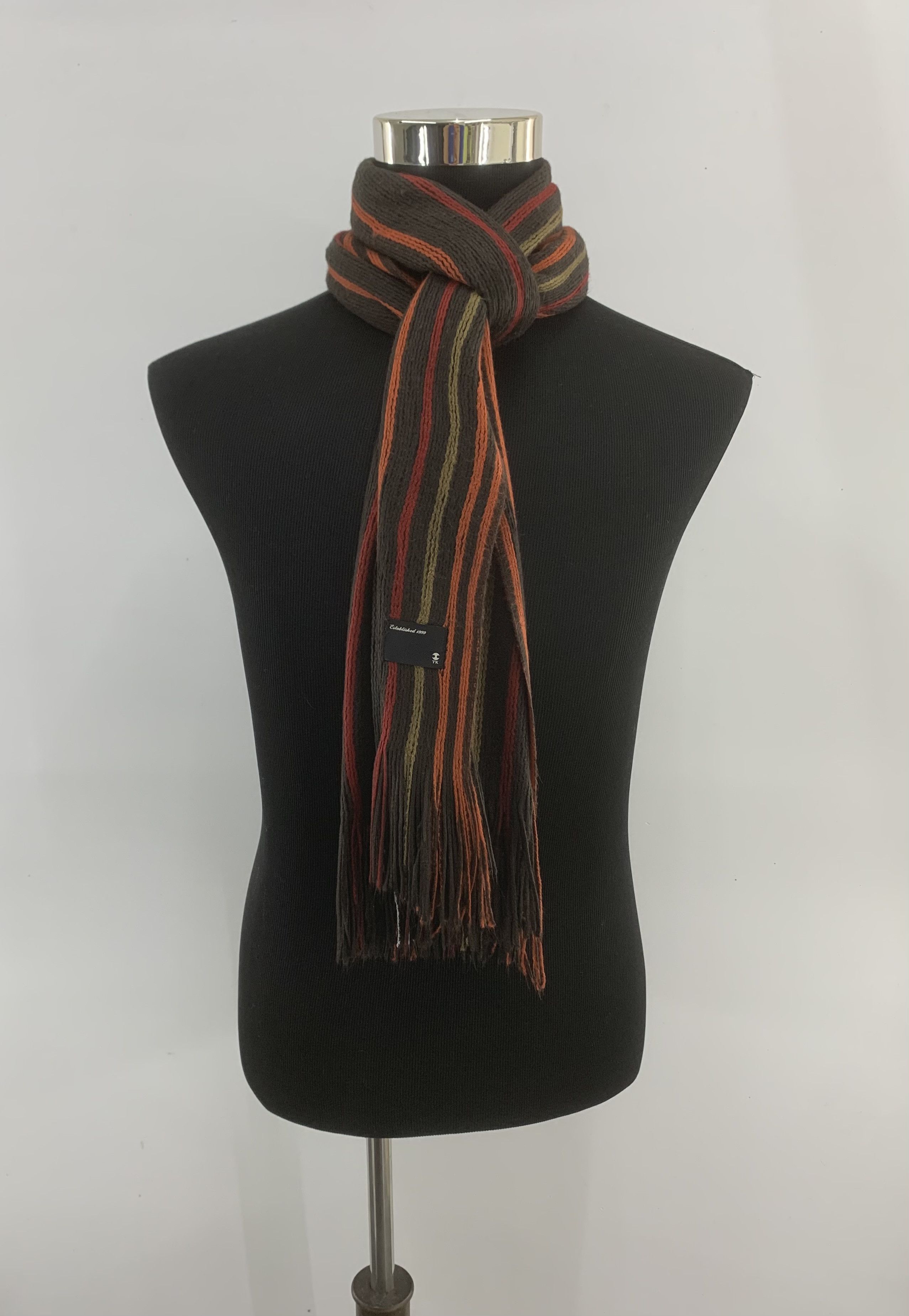 image of Takeo Kikuchi Strpe Wool Scarf Muffler, Men's