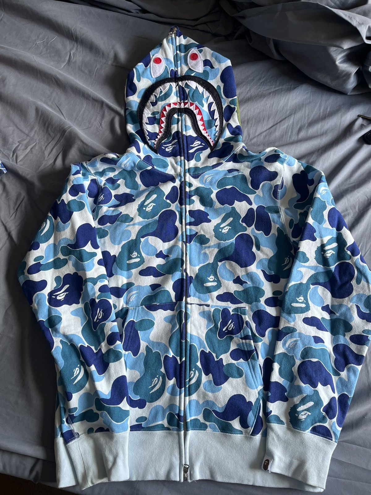 Bape abc shark full zip hoodie blue sale