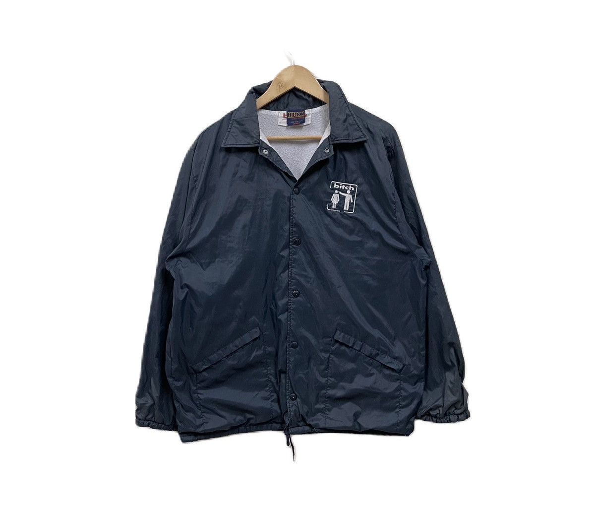 image of Skategang x Vintage 90's Bitch Skateboard Windbreaker Coach Jacket in Dark Blue, Men's (Size XL)