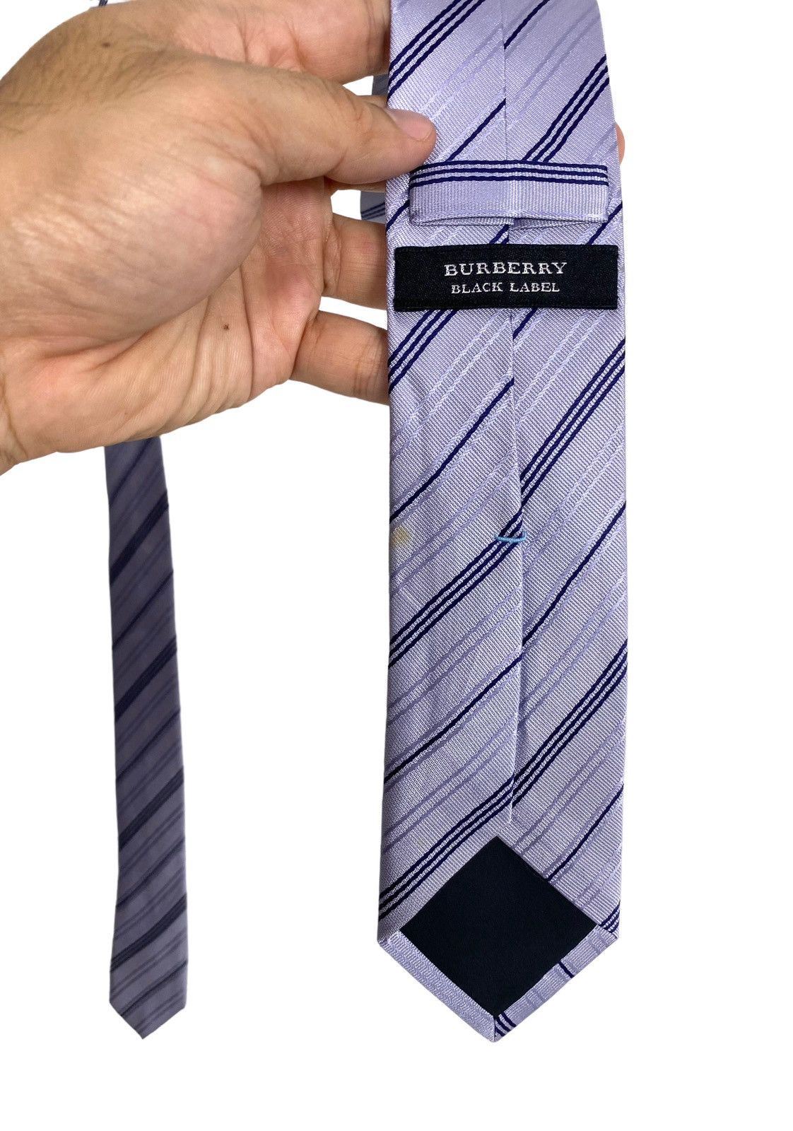 Burberry Rare‼️ Burberry Black Label Skinny Neck Tie Small Logo Japan Size ONE SIZE - 4 Thumbnail
