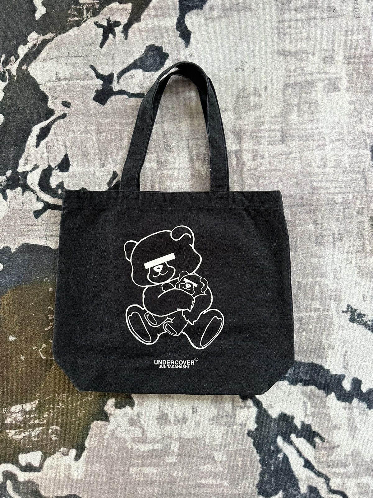 image of Jun Takahashi x Undercover 2000S Undercover Censured Bear Tote Bag in Black, Men's