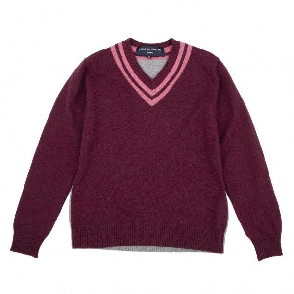トップス COMME DES GARCONS HOMME V-NECK SWEATER Pre-owned] COMME des GARCONS HOMME Back Logo Print V-Neck