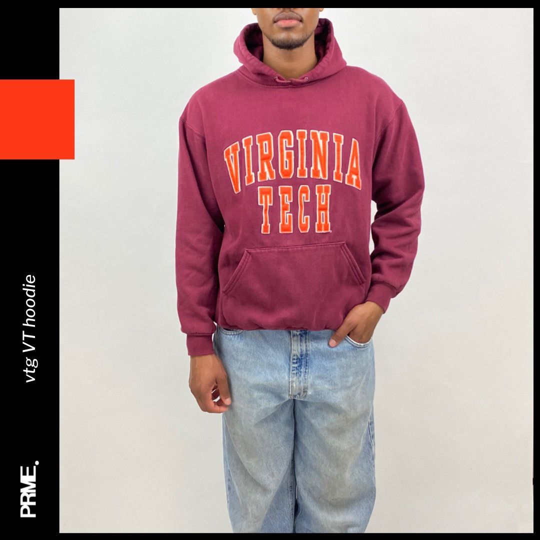 Vintage vintage 90s VT Virginia Tech Stitched Spellout Hoodie Size US M / EU 48-50 / 2 - 1 Thumbnail