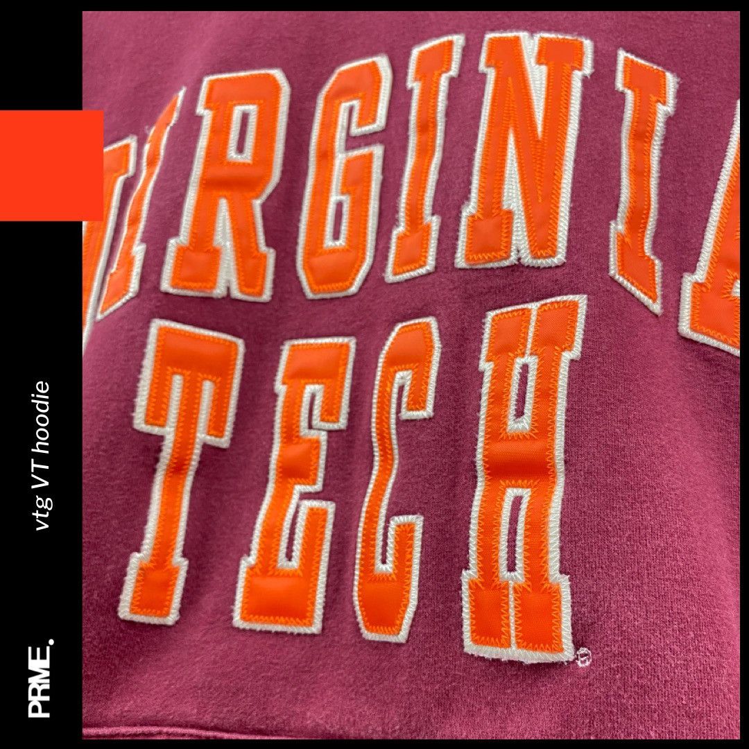 Vintage vintage 90s VT Virginia Tech Stitched Spellout Hoodie Size US M / EU 48-50 / 2 - 5 Thumbnail