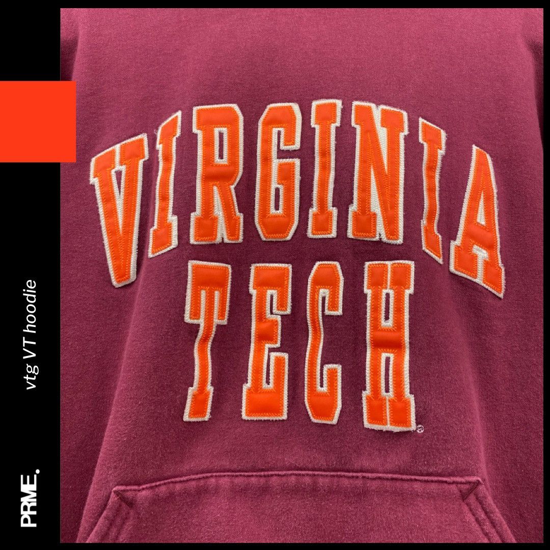 Vintage vintage 90s VT Virginia Tech Stitched Spellout Hoodie Size US M / EU 48-50 / 2 - 3 Thumbnail