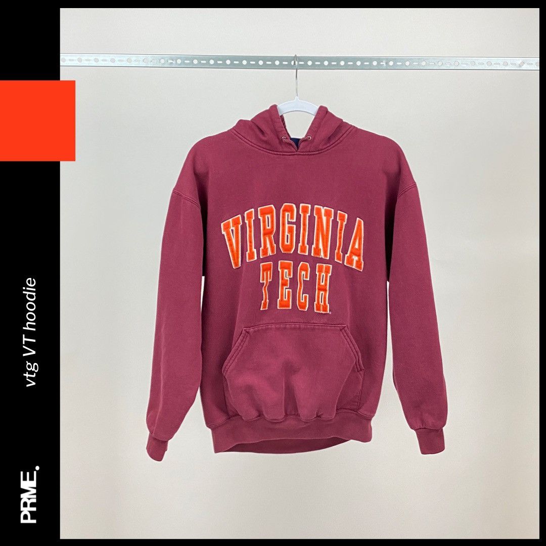 Vintage vintage 90s VT Virginia Tech Stitched Spellout Hoodie Size US M / EU 48-50 / 2 - 2 Thumbnail