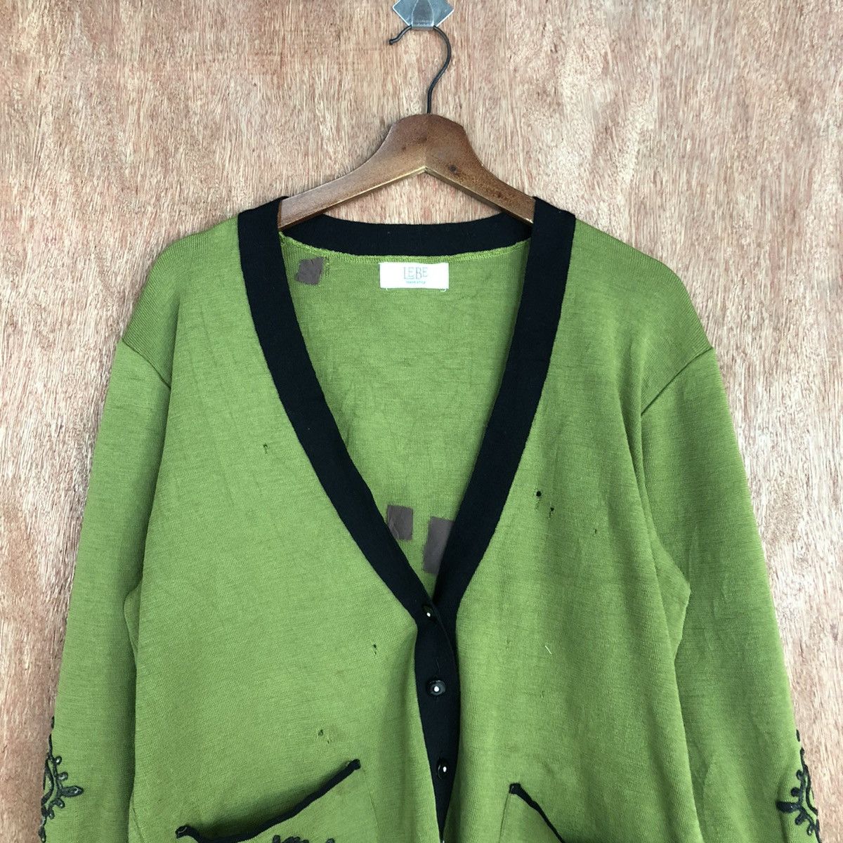 Vintage Lebe tokyo style knitwear distressed Green Cardigan #c914 Size US L / EU 52-54 / 3 - 9 Thumbnail