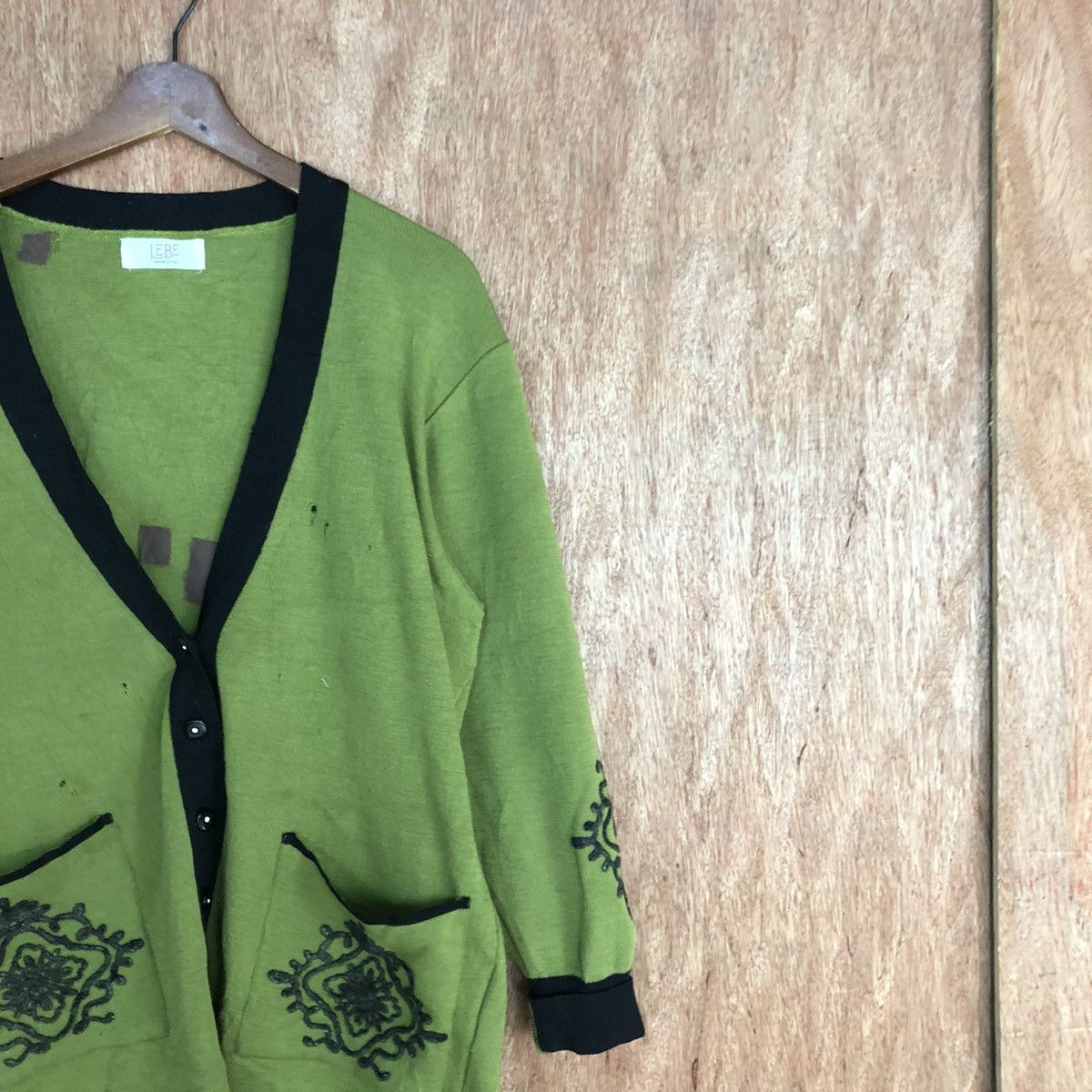 Vintage Lebe tokyo style knitwear distressed Green Cardigan #c914 Size US L / EU 52-54 / 3 - 5 Thumbnail