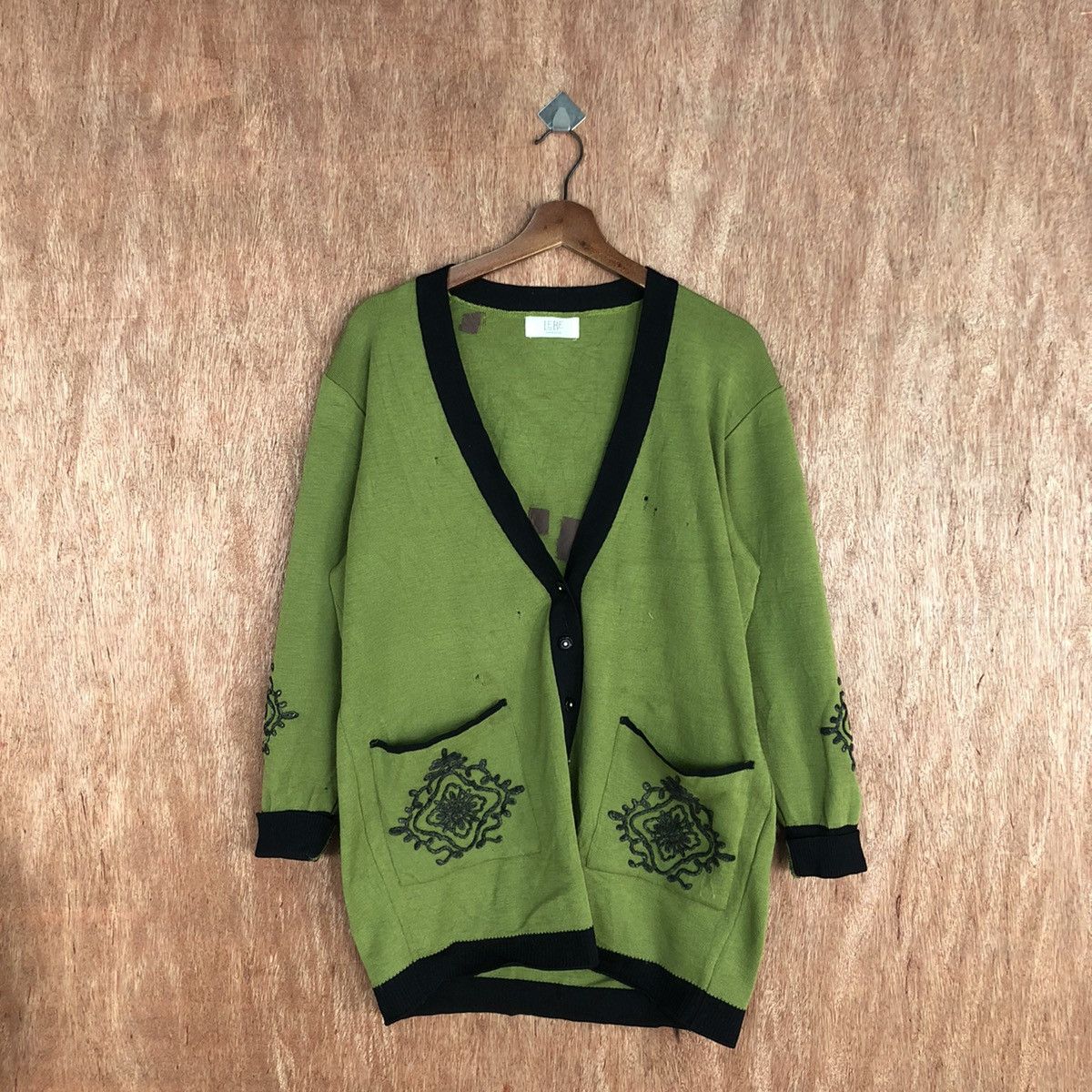 Vintage Lebe tokyo style knitwear distressed Green Cardigan #c914 Size US L / EU 52-54 / 3 - 1 Thumbnail
