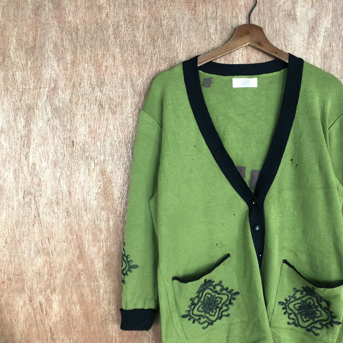 Vintage Lebe tokyo style knitwear distressed Green Cardigan #c914 Size US L / EU 52-54 / 3 - 7 Thumbnail