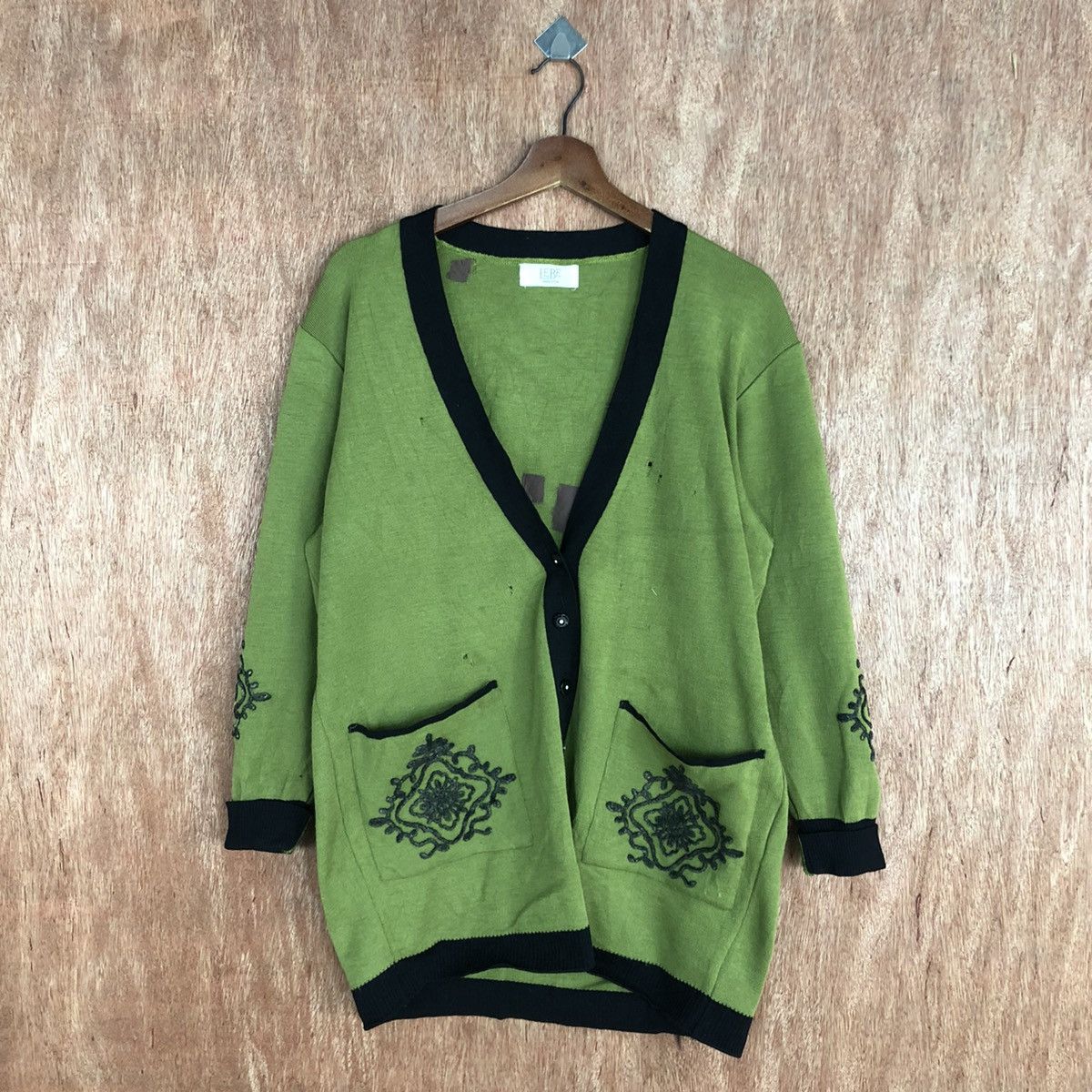 Vintage Lebe tokyo style knitwear distressed Green Cardigan #c914 Size US L / EU 52-54 / 3 - 3 Thumbnail