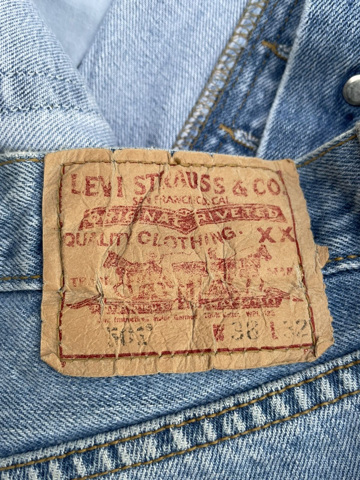 Levi's Vintage 2004 Levis 501 e Columbia Faded Light Wash Denim Size US 38 / EU 54 - 11 Thumbnail