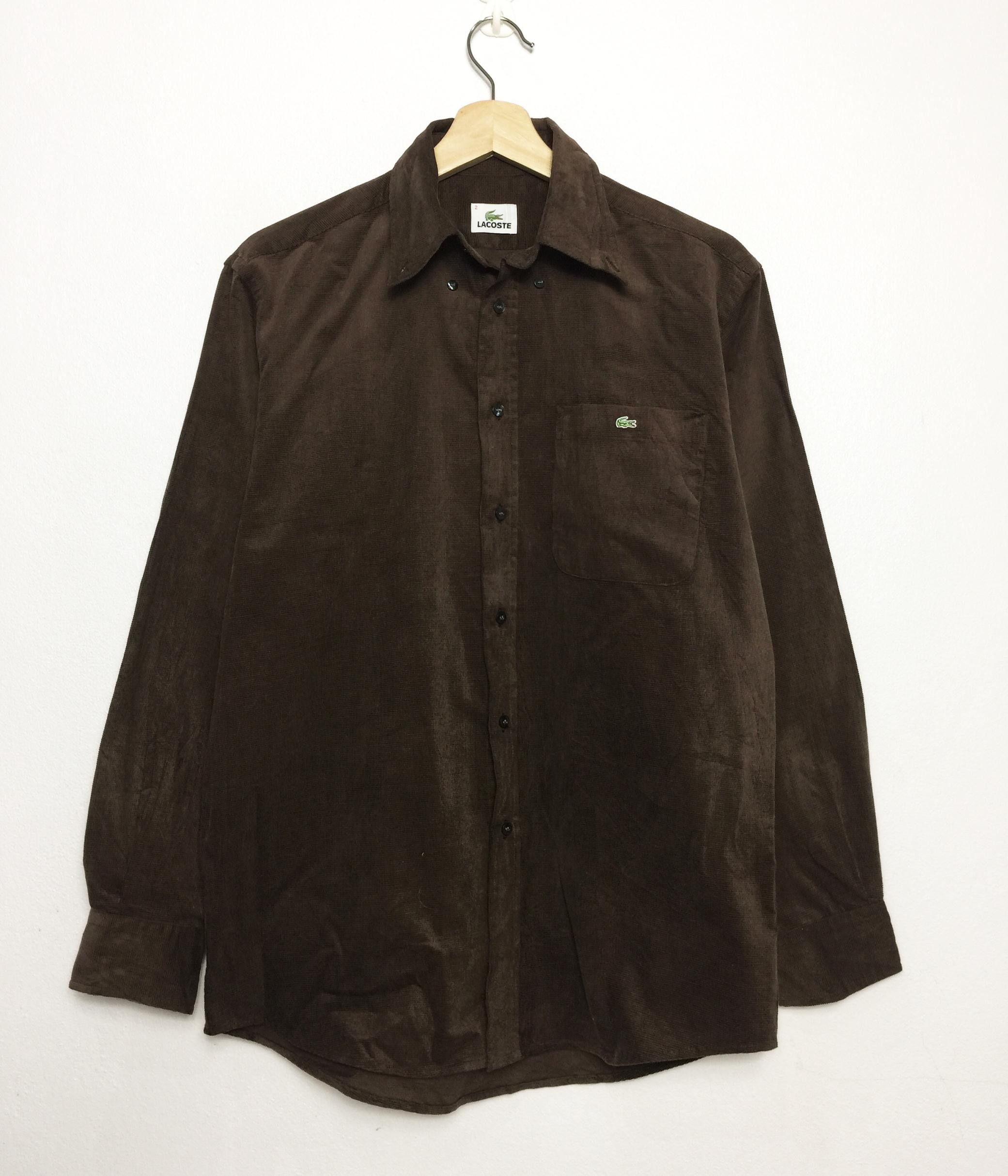 Lacoste Rare Vintage Lacoste Long Sleeve Corduroy Button Ups Shirt Size US M / EU 48-50 / 2 - 1 Thumbnail