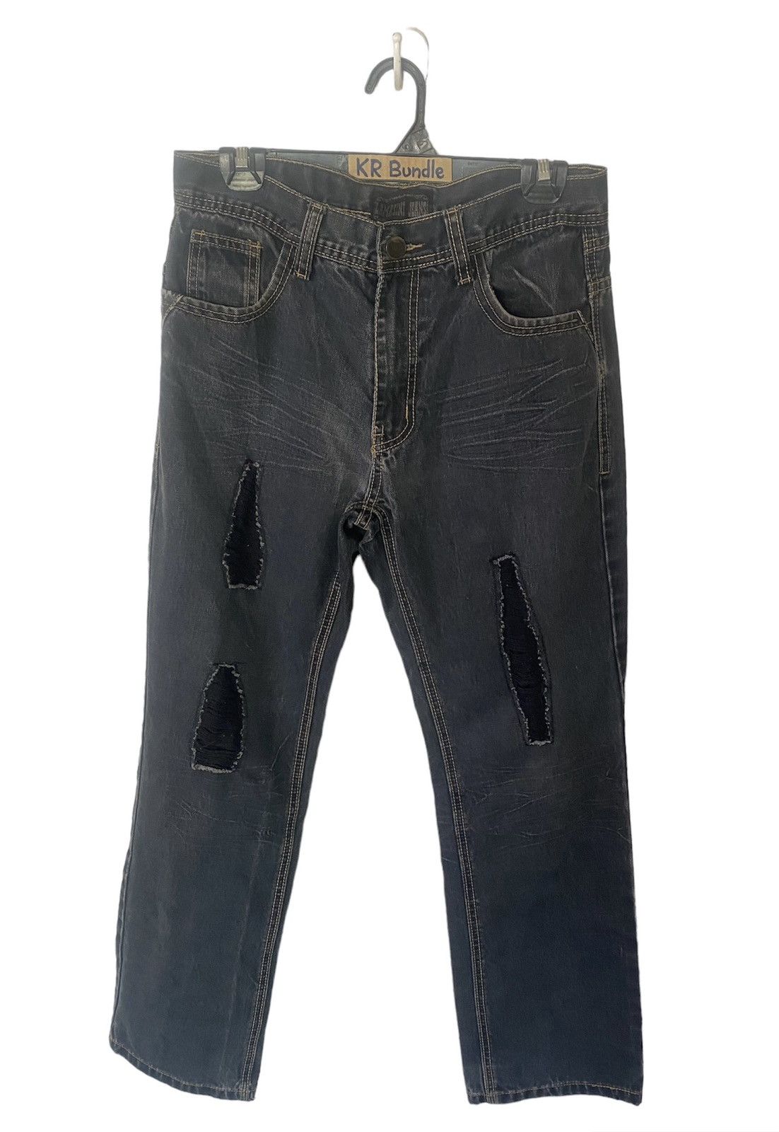 image of Vintage Lamasini Jeans Distressed Style in Black, Men's (Size 31)