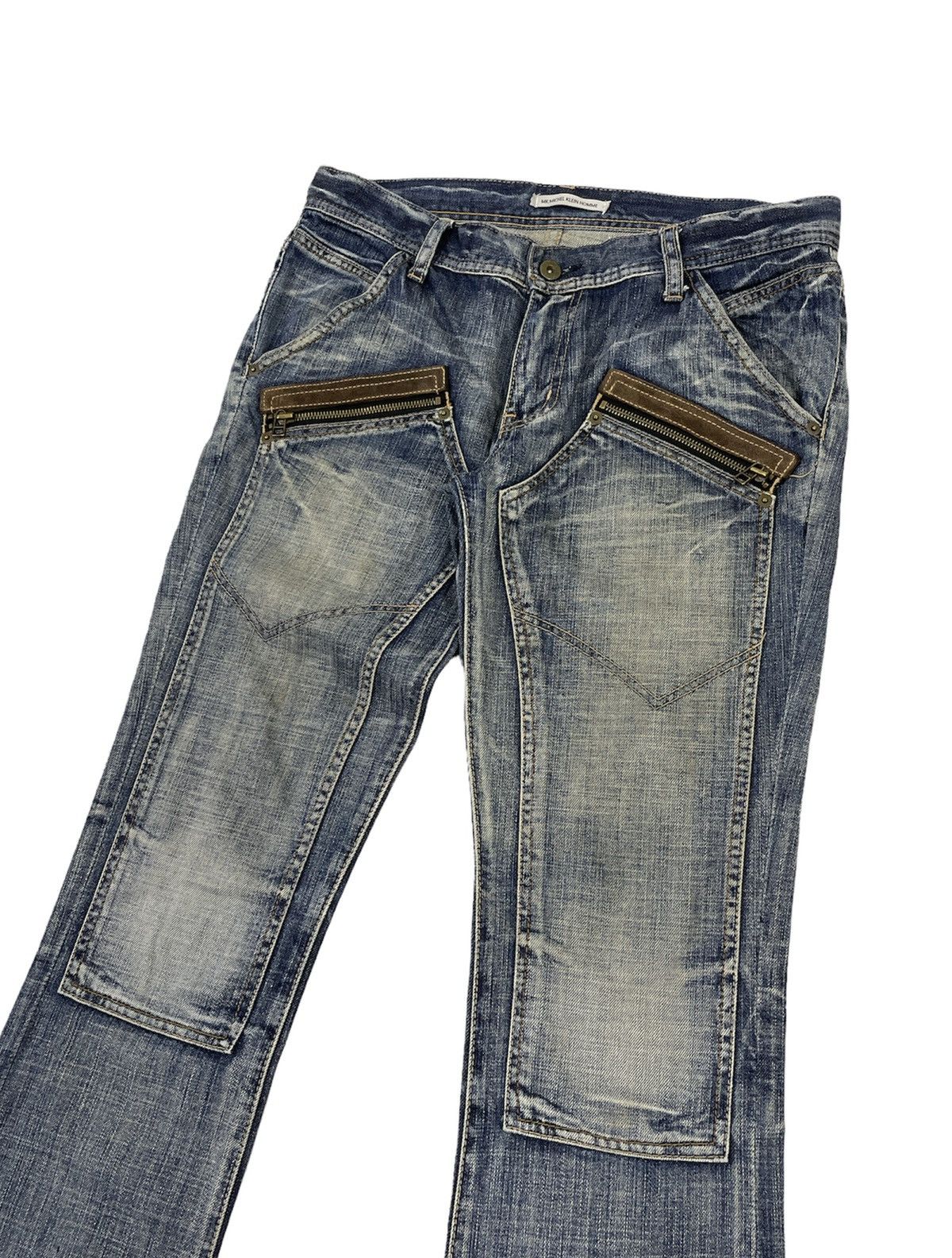 PPFM Vintage Michel Klein Homme Double Knee Flare Jeans Size US 32 / EU 48 - 2 Thumbnail
