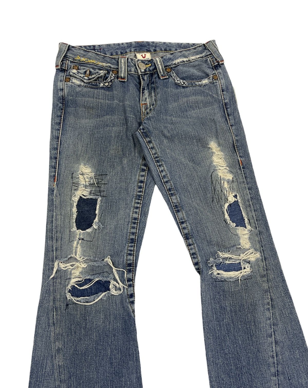True Religion Vintage True Religion Distressed Flare Jeans Size US 30 / EU 46 - 2 Thumbnail