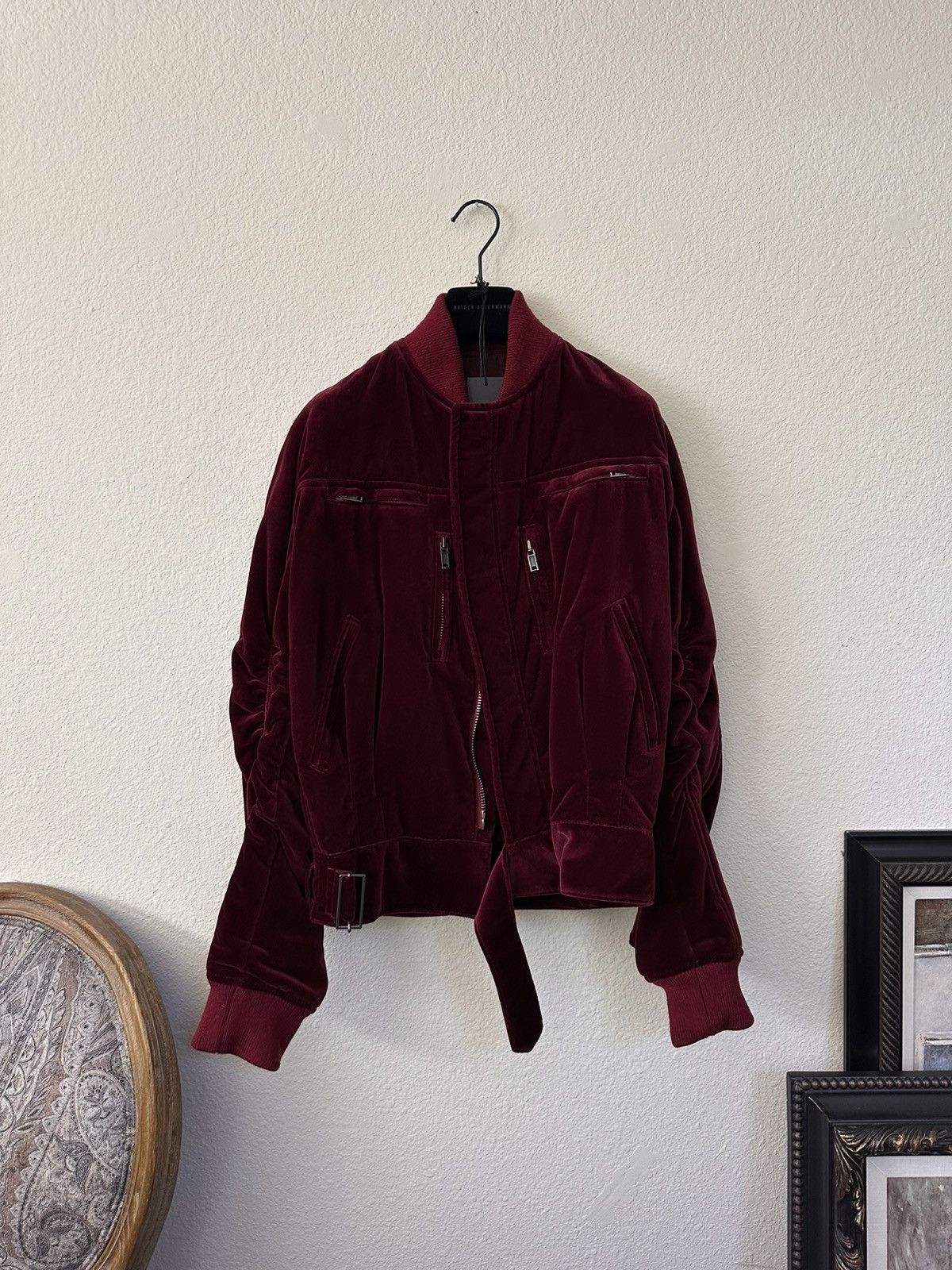 NWT Haider Ackermann Burgundy Underground Velvet Bomber