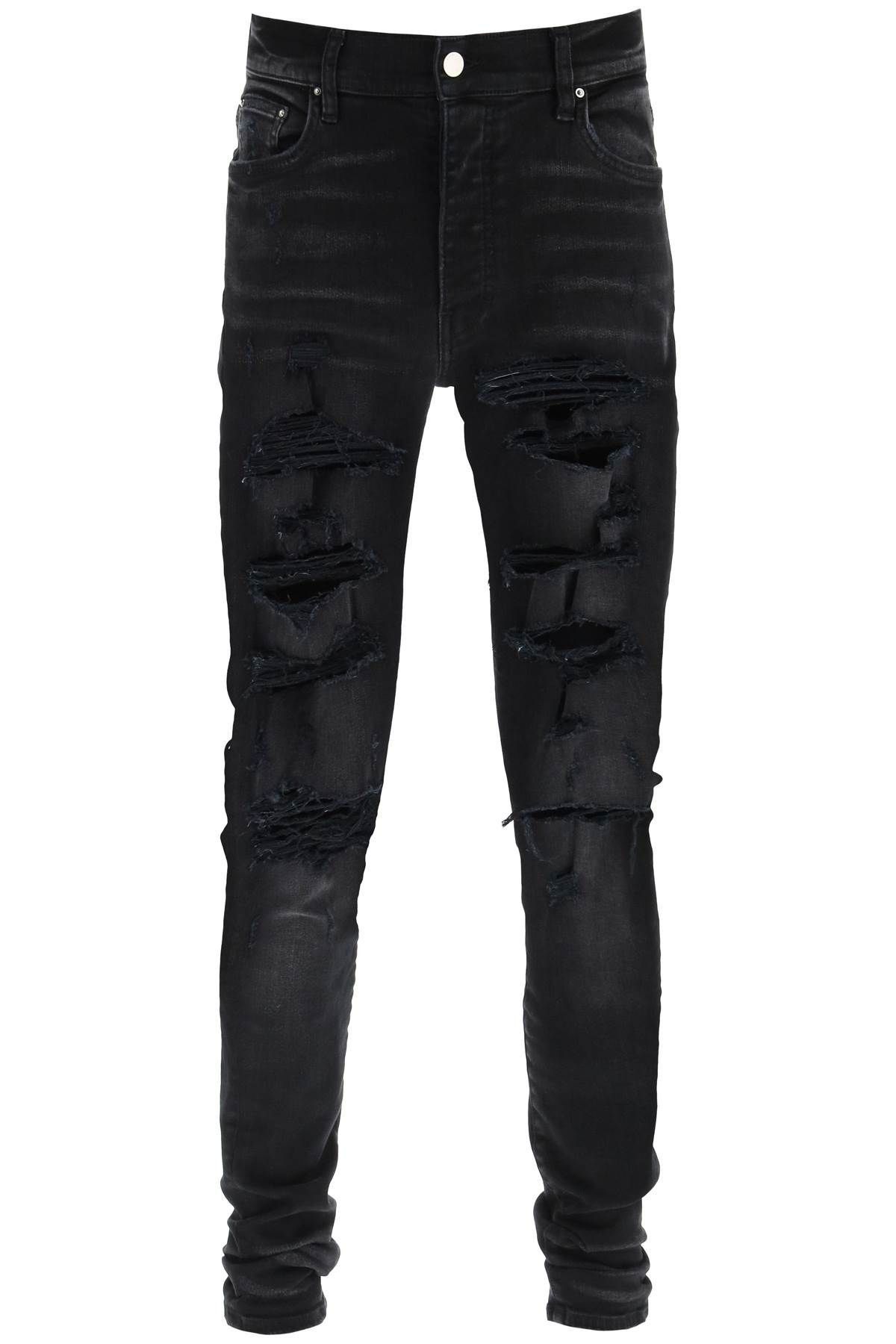image of Amiri Fw22 Aged Black Thrasher Denim Jeans, Men's (Size 32)