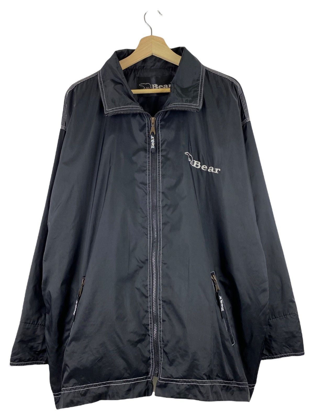 image of Golden Bear x Vintage Bear Over Size Nylon Jacket in Black, Men's