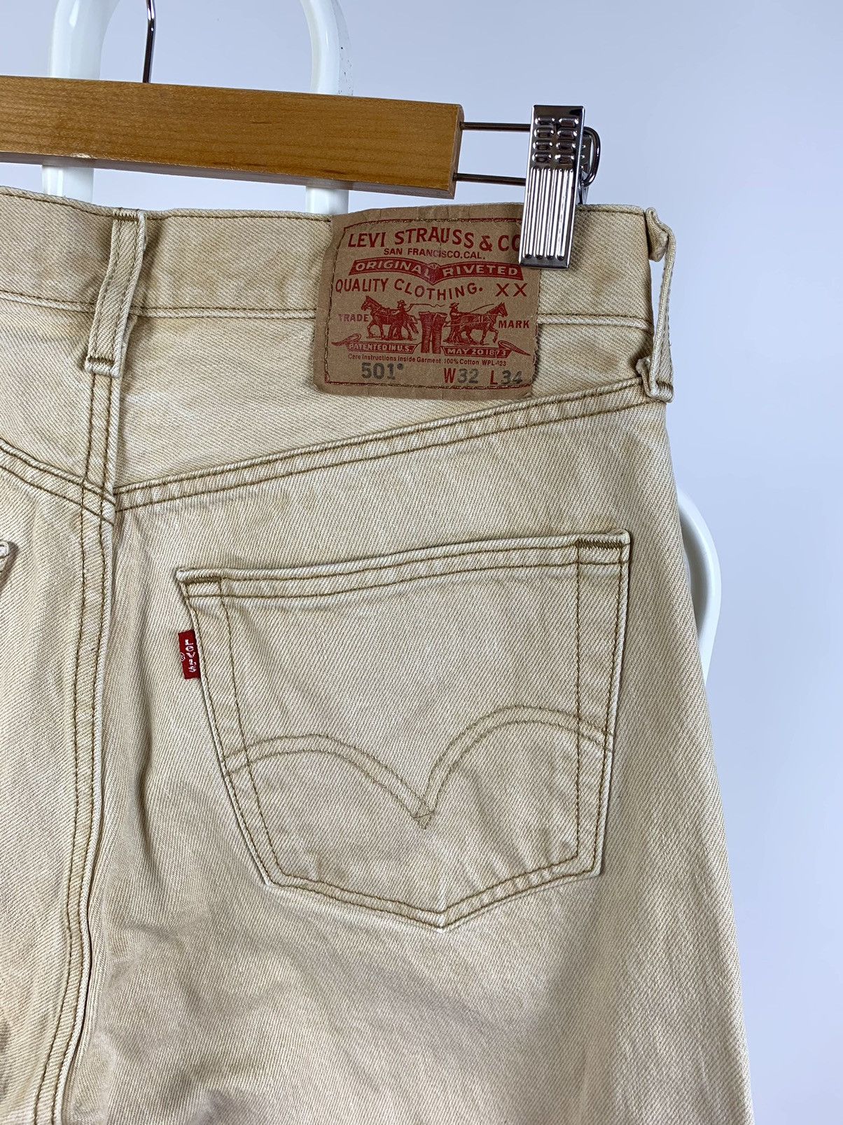 Levi's Vintage Levi’s 501 Beige Denim Jeans Pants Size US 31 - 7 Thumbnail