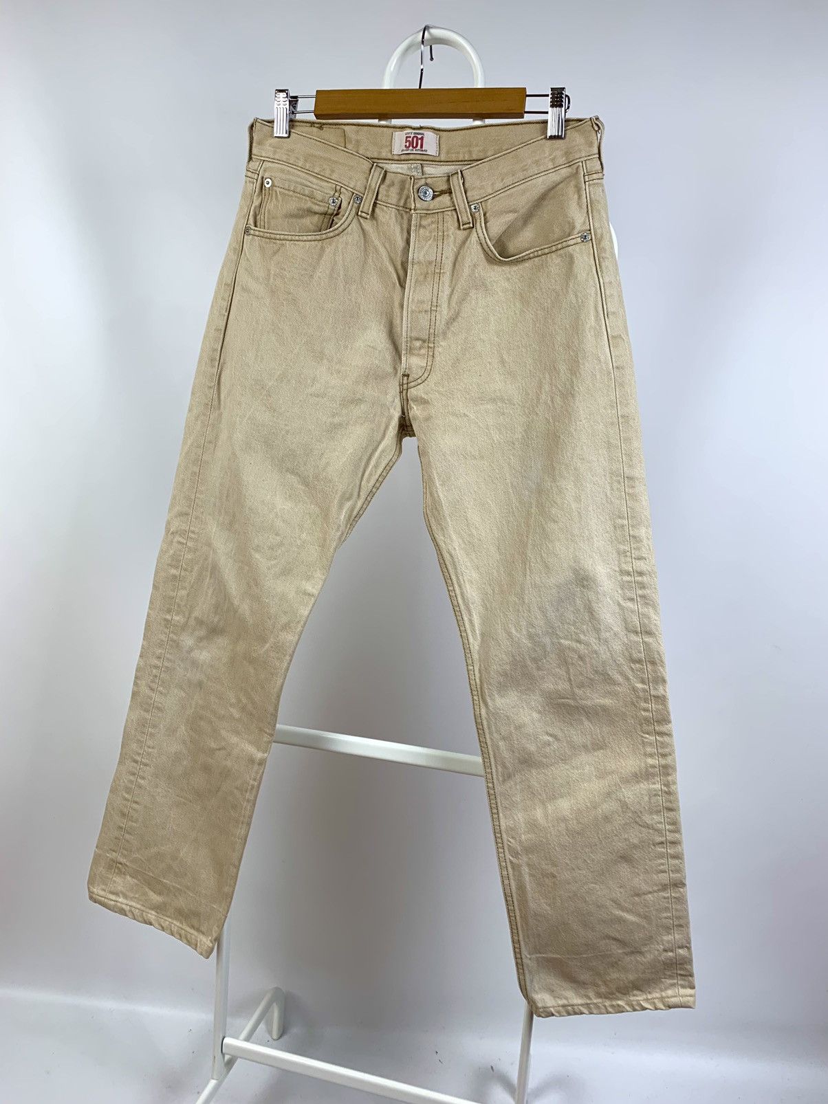 Levi's Vintage Levi’s 501 Beige Denim Jeans Pants Size US 31 - 2 Thumbnail