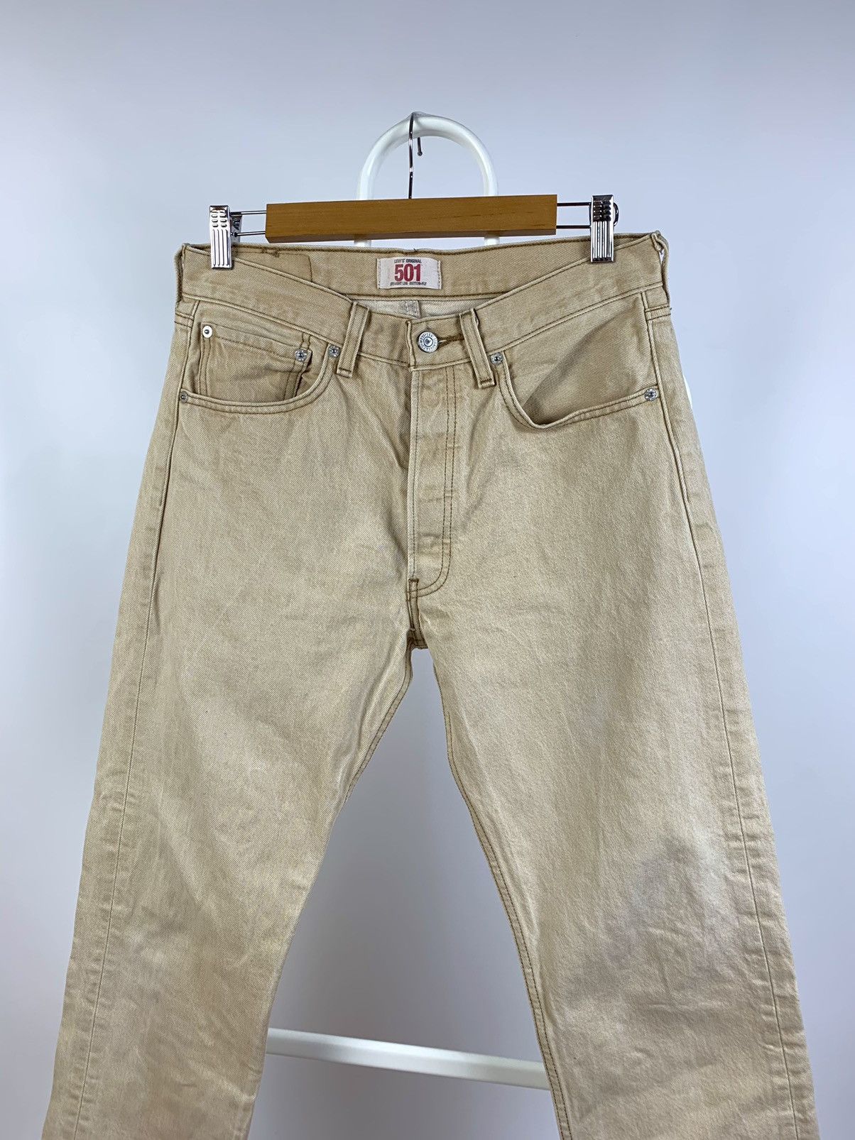 Levi's Vintage Levi’s 501 Beige Denim Jeans Pants Size US 31 - 3 Thumbnail