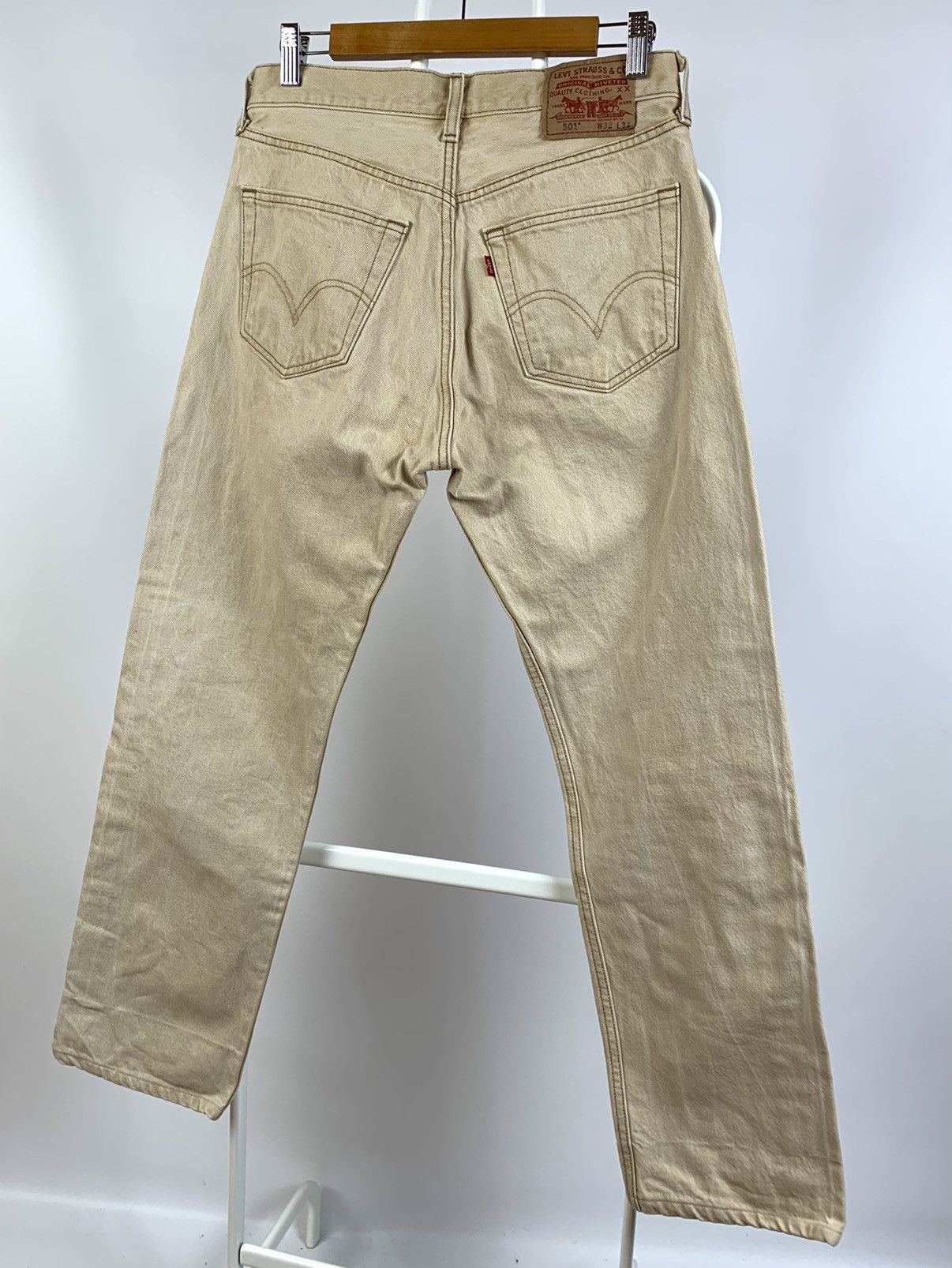 Levi's Vintage Levi’s 501 Beige Denim Jeans Pants Size US 31 - 1 Thumbnail