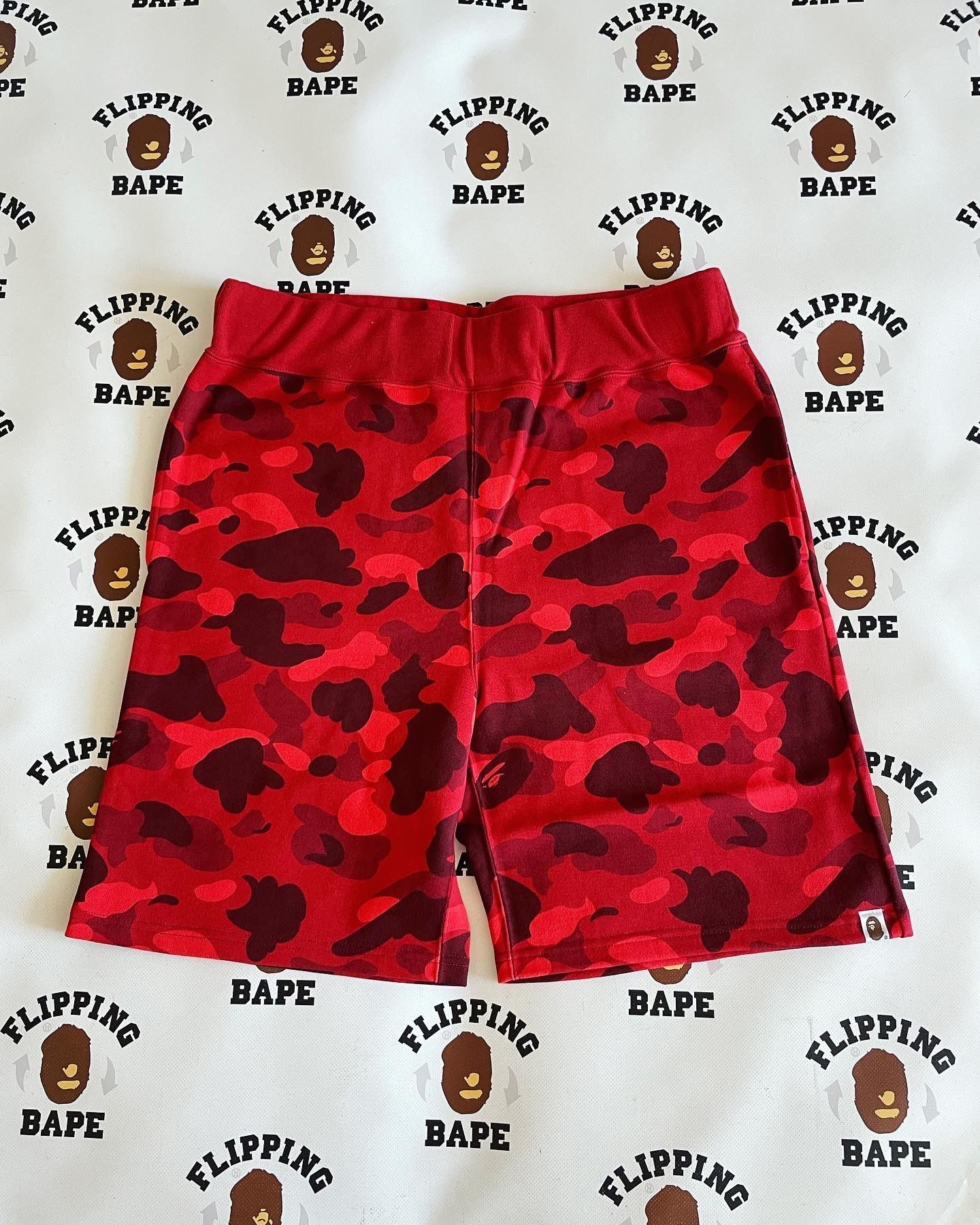 image of Bape Color Camo Sweat Shorts in Red, Men's (Size 36)