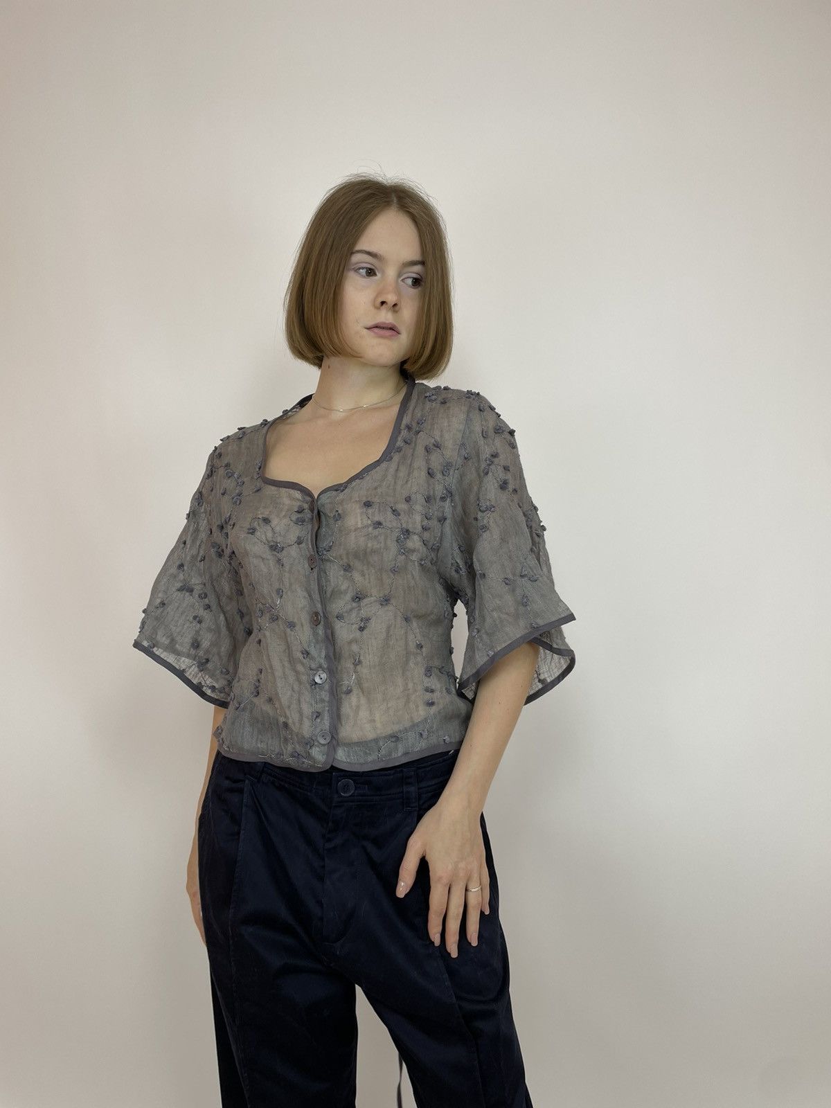 Designer PAGAN POETRY Blouse Knit Cotton/silk/metal T-shirt size 1 Size M / US 6-8 / IT 42-44 - 4 Thumbnail