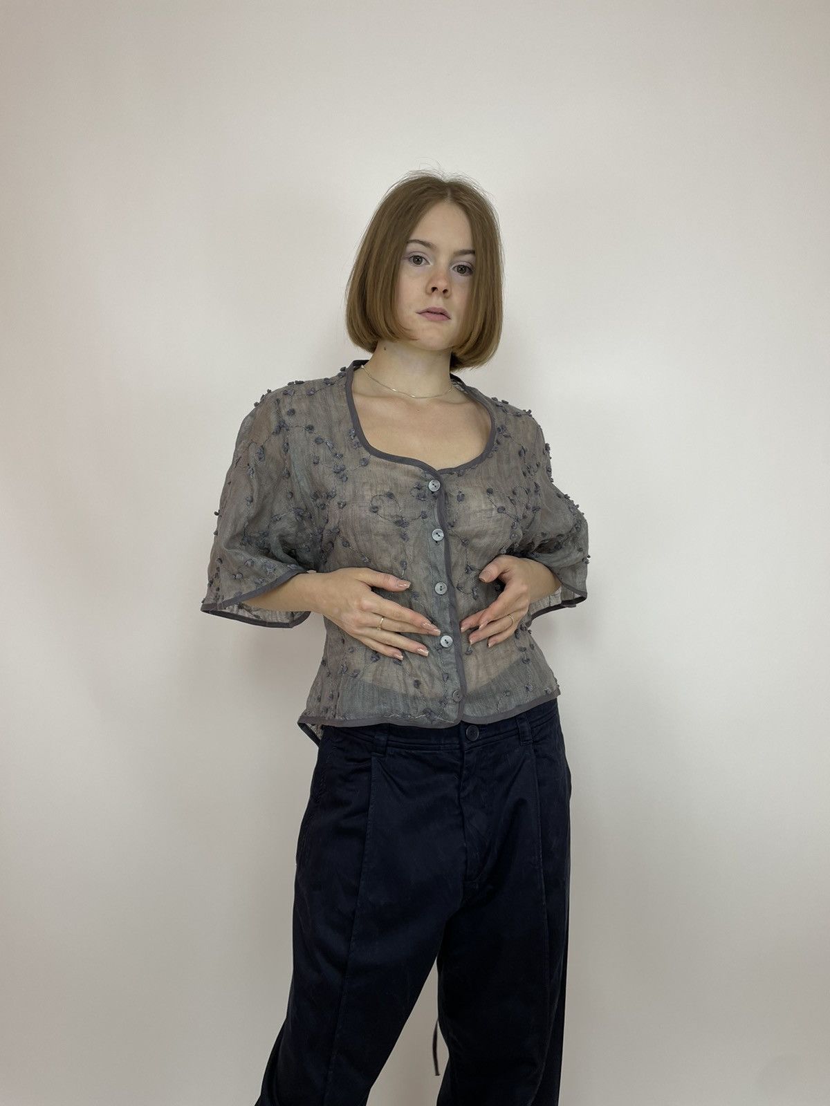 Designer PAGAN POETRY Blouse Knit Cotton/silk/metal T-shirt size 1 Size M / US 6-8 / IT 42-44 - 3 Thumbnail
