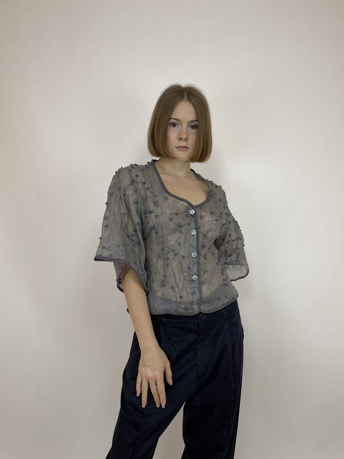 Designer PAGAN POETRY Blouse Knit Cotton/silk/metal T-shirt size 1 Size M / US 6-8 / IT 42-44 - 5 Thumbnail