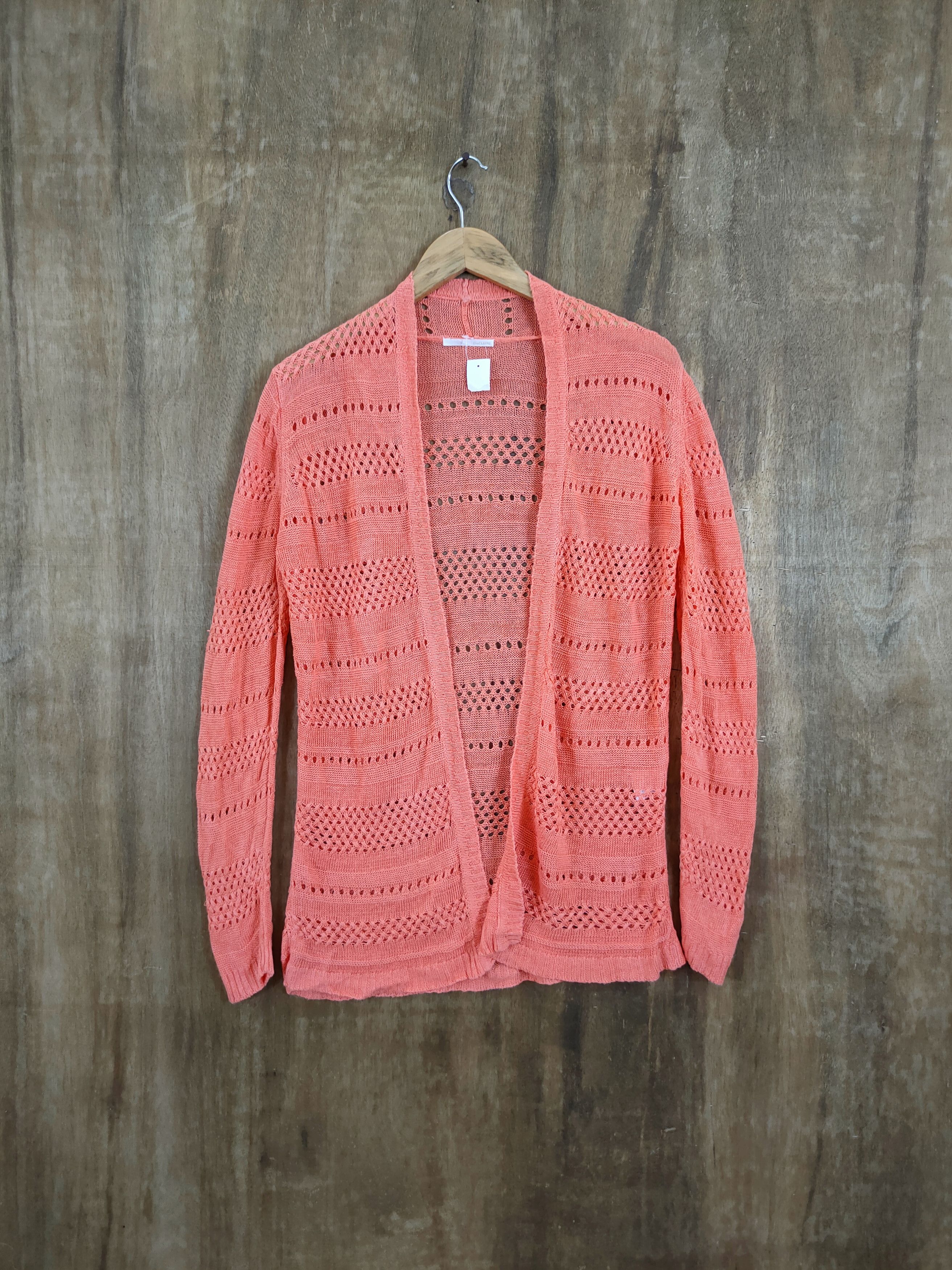 image of Doclasse Crochet Meshnet Thin Knitwear Cardigan 46-984 in Orange, Men's (Size Medium)