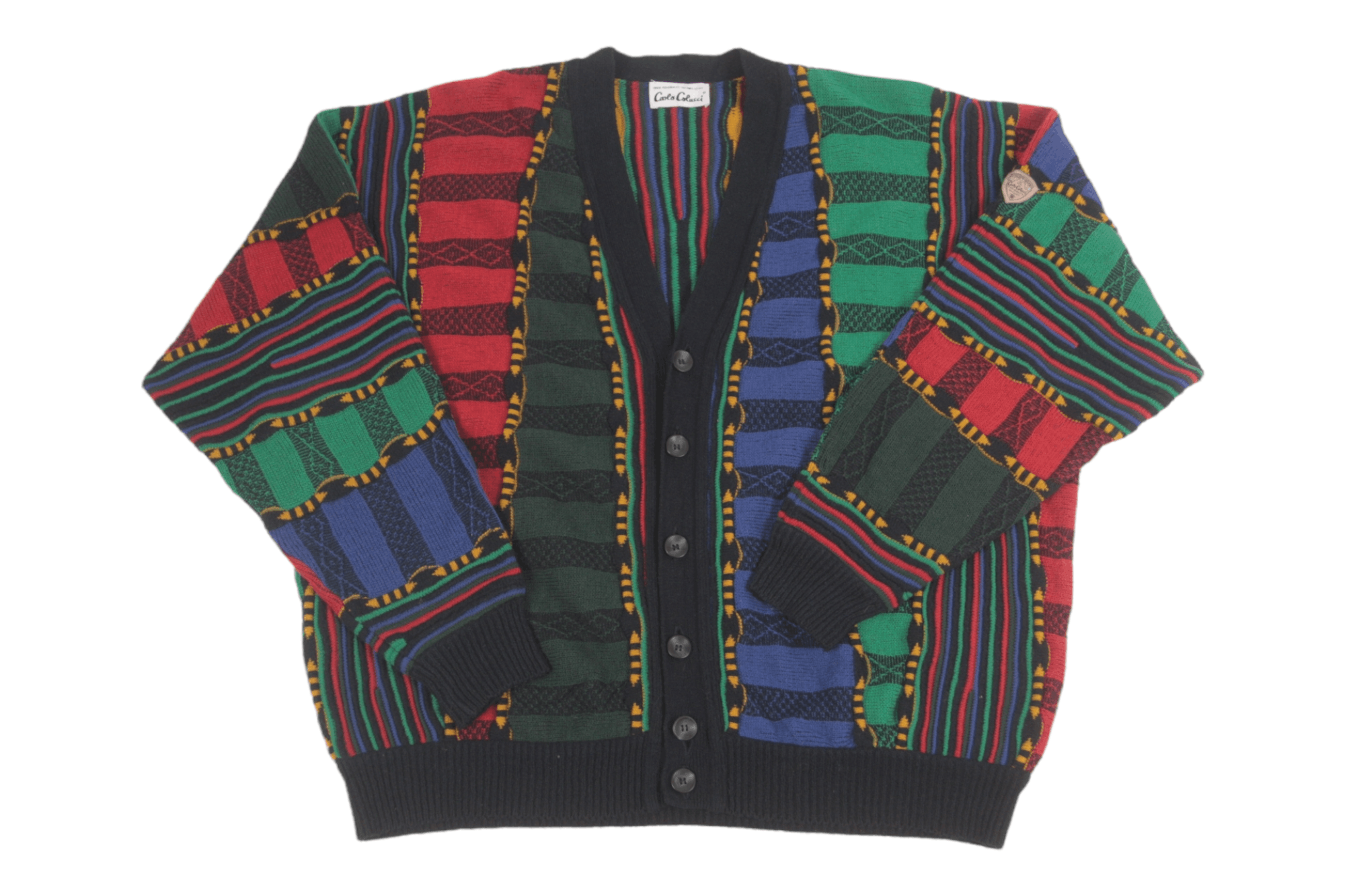 Carlo Colucci Carlo Colucci Multicolor Chunky Knit Cosby Cardigan Size US L / EU 52-54 / 3 - 1 Thumbnail
