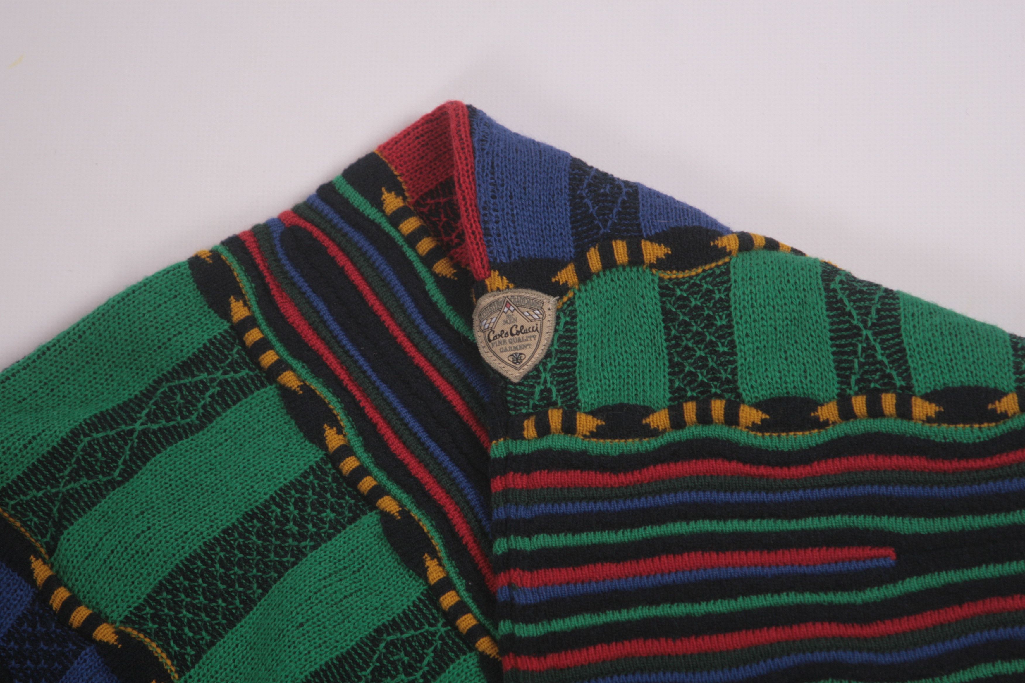 Carlo Colucci Carlo Colucci Multicolor Chunky Knit Cosby Cardigan Size US L / EU 52-54 / 3 - 4 Thumbnail