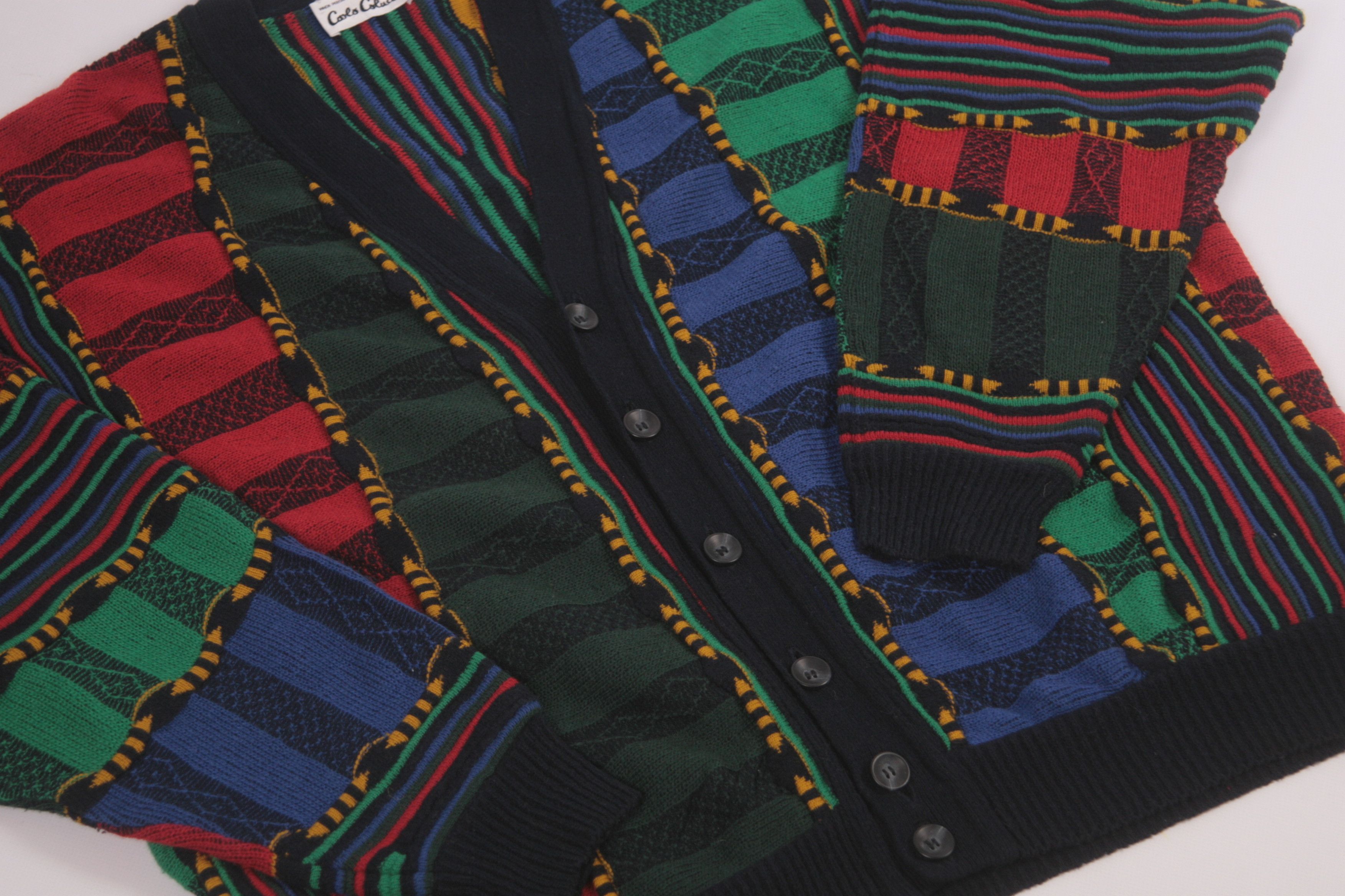 Carlo Colucci Carlo Colucci Multicolor Chunky Knit Cosby Cardigan Size US L / EU 52-54 / 3 - 6 Thumbnail