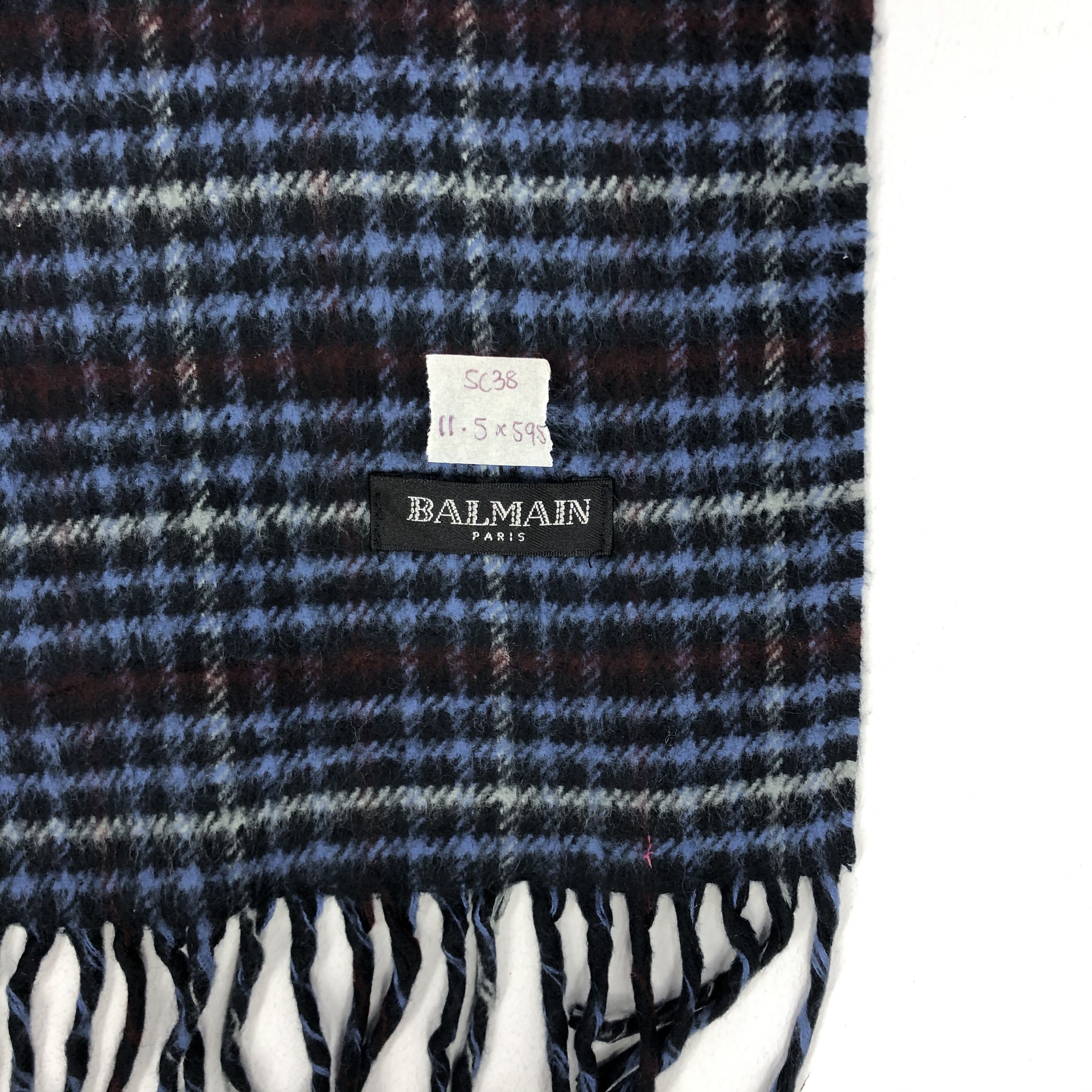 BALMAIN PARIS Checked Muffler Scarves (11.5”x59.5”)