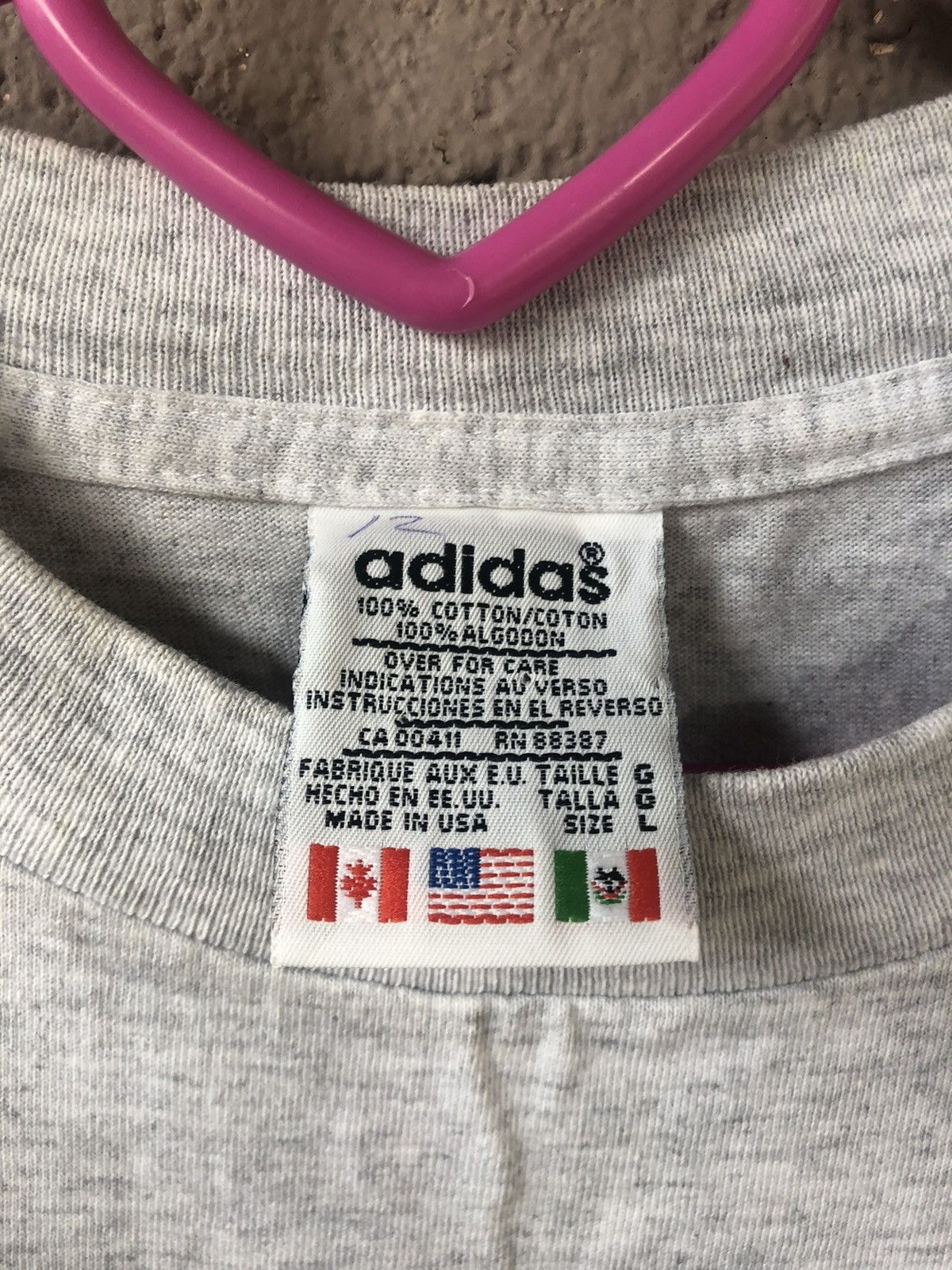 Adidas Rare 90s Vintage Adidas Trefoil Spell Out Big Logo Shirt Size US L / EU 52-54 / 3 - 3 Thumbnail