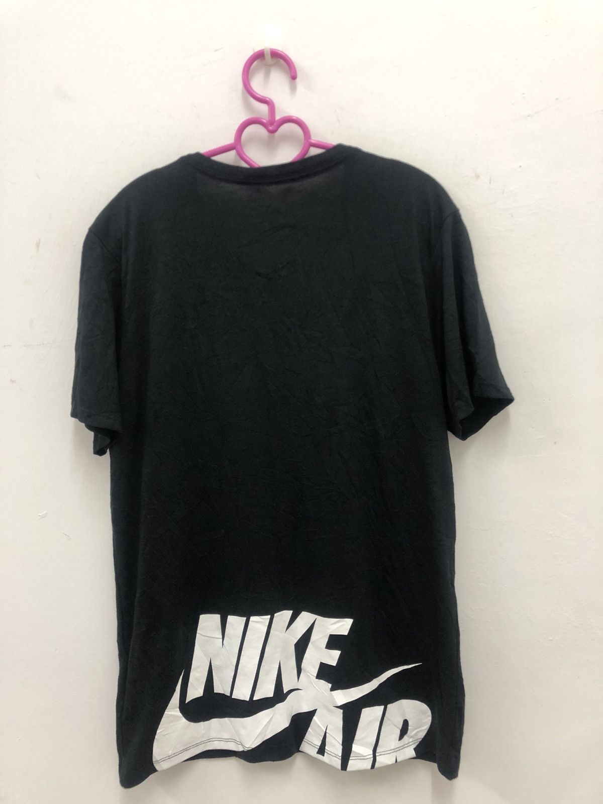 Image of Nike Air Force 1 Swoosh Spell Out Big Logo Shirt in Black, Men's (Size Small)