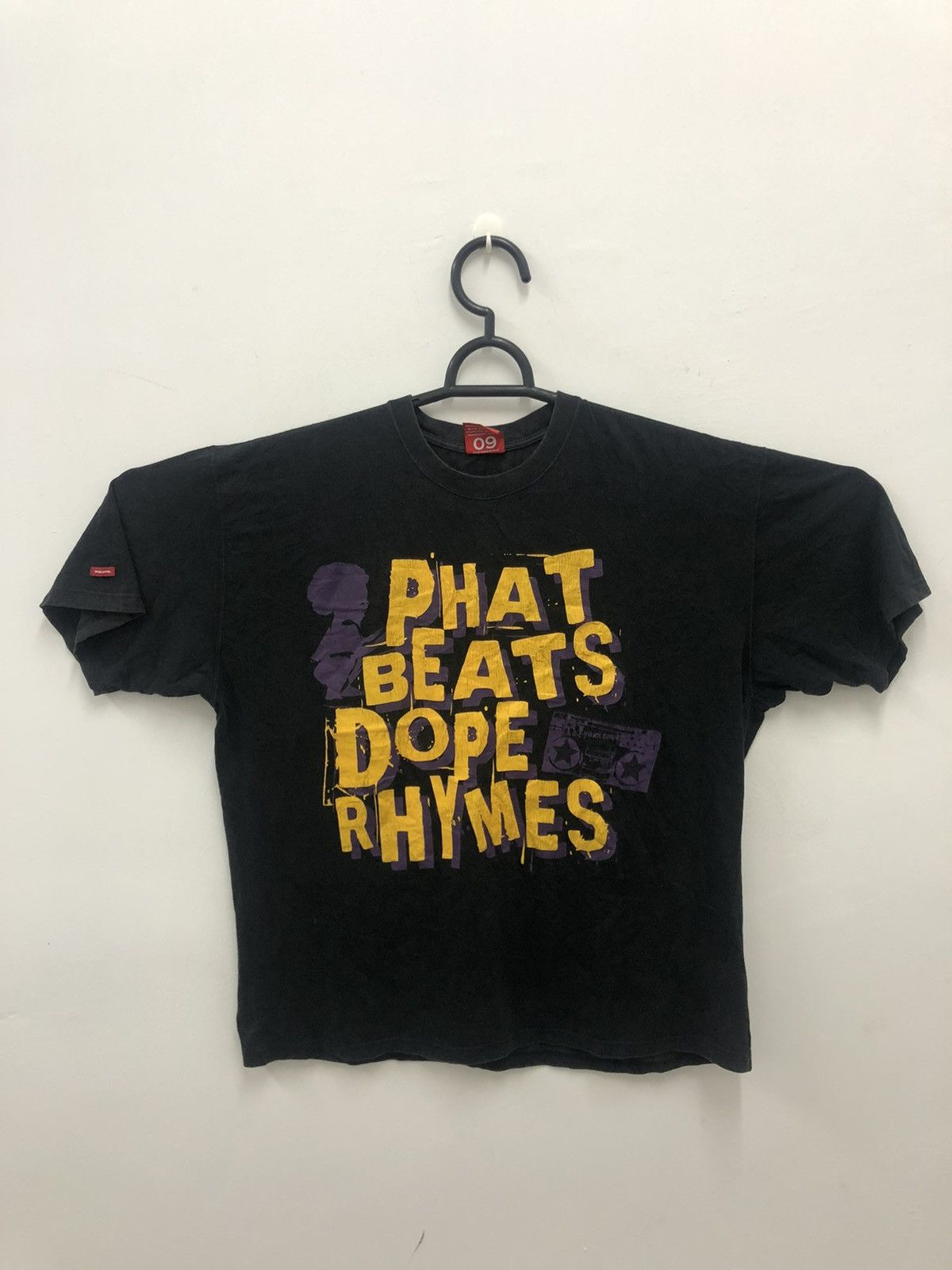 image of Vintage Wholenine Phat Beats Dope Rhymes Shirt in Black, Men's (Size 2XL)