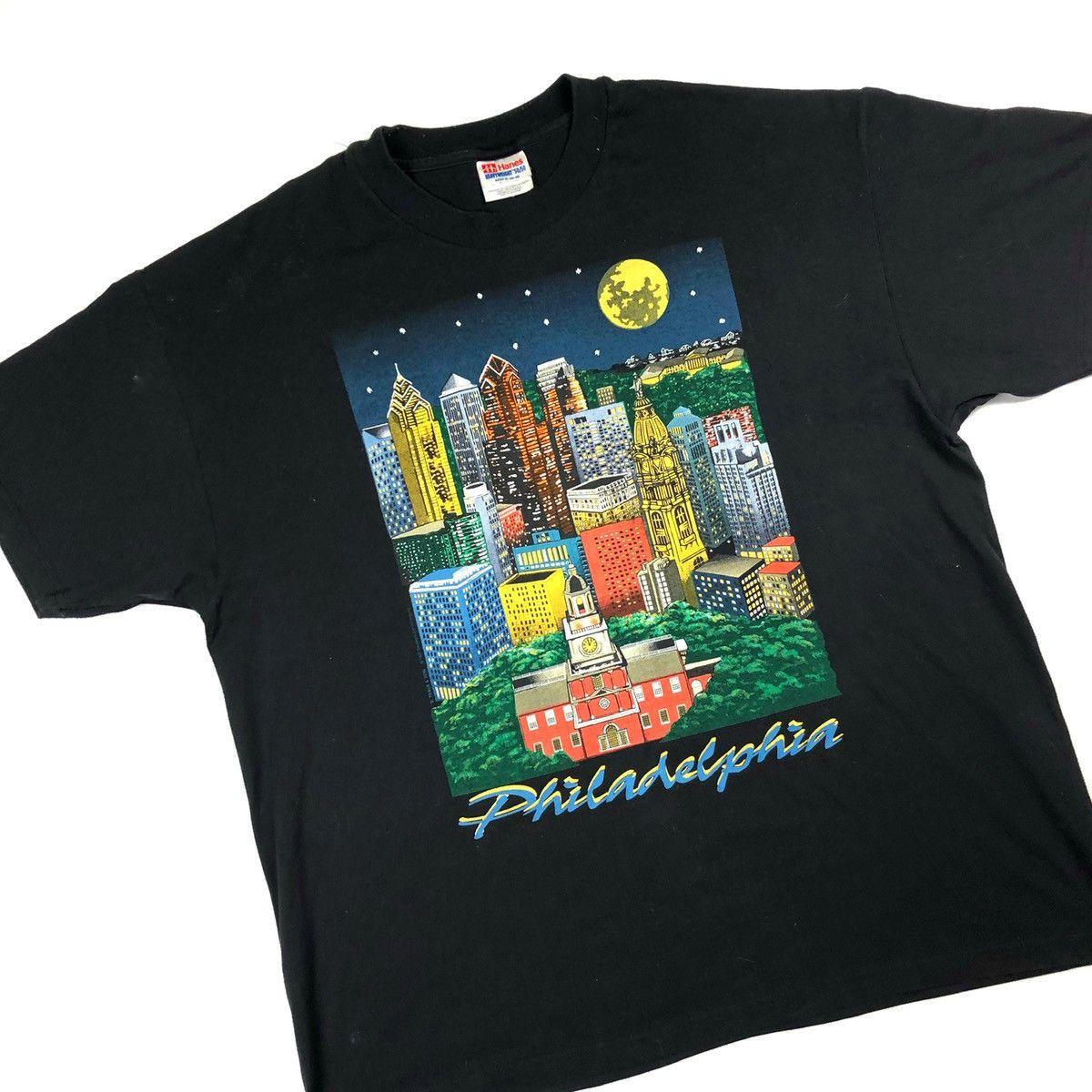 Vintage Vintage t-shirt tee retro 90s black USA Philadelphia Size US XL / EU 56 / 4 - 2 Thumbnail