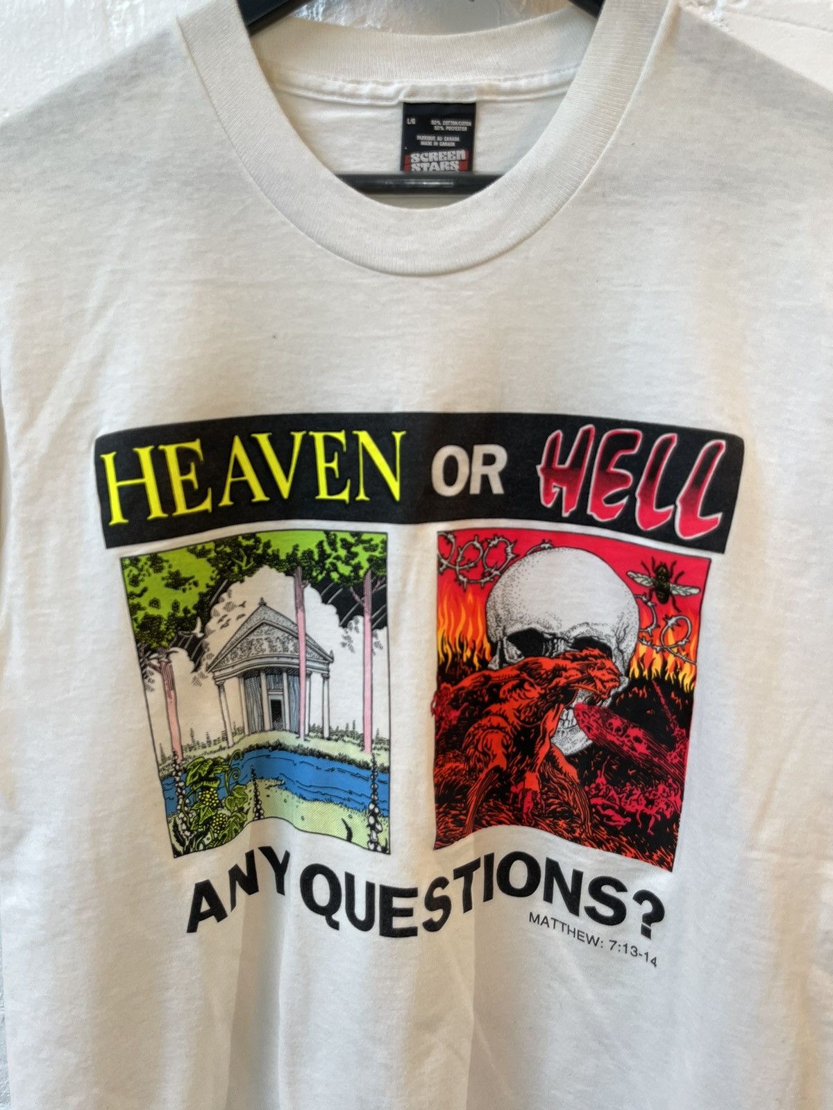 Vintage Vintage HEAVEN or HELL ANY QUESTIONS?! SICK SHIRT Size US L / EU 52-54 / 3 - 3 Thumbnail
